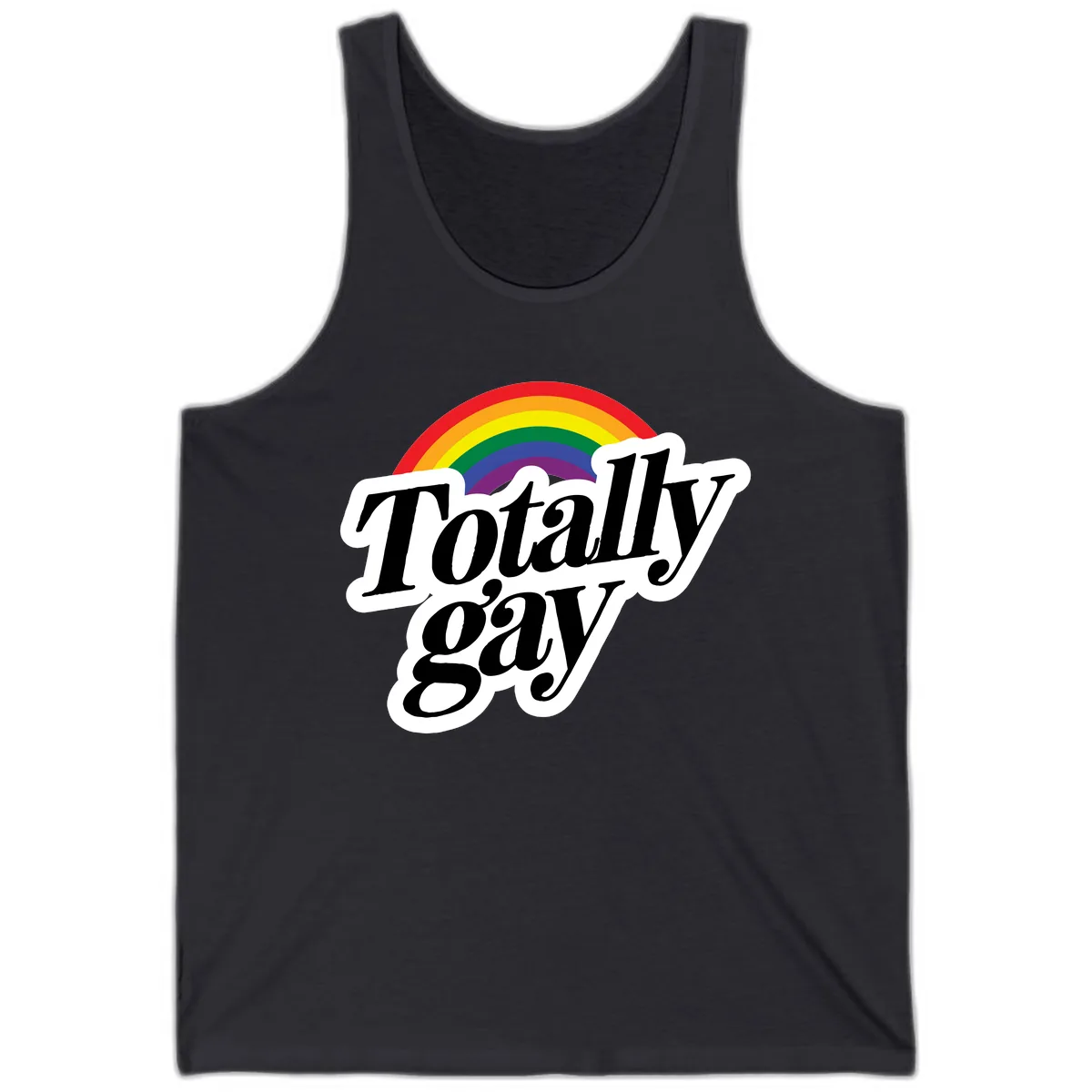 Totally Gay Pride Rainbow Tank in Dark Grey