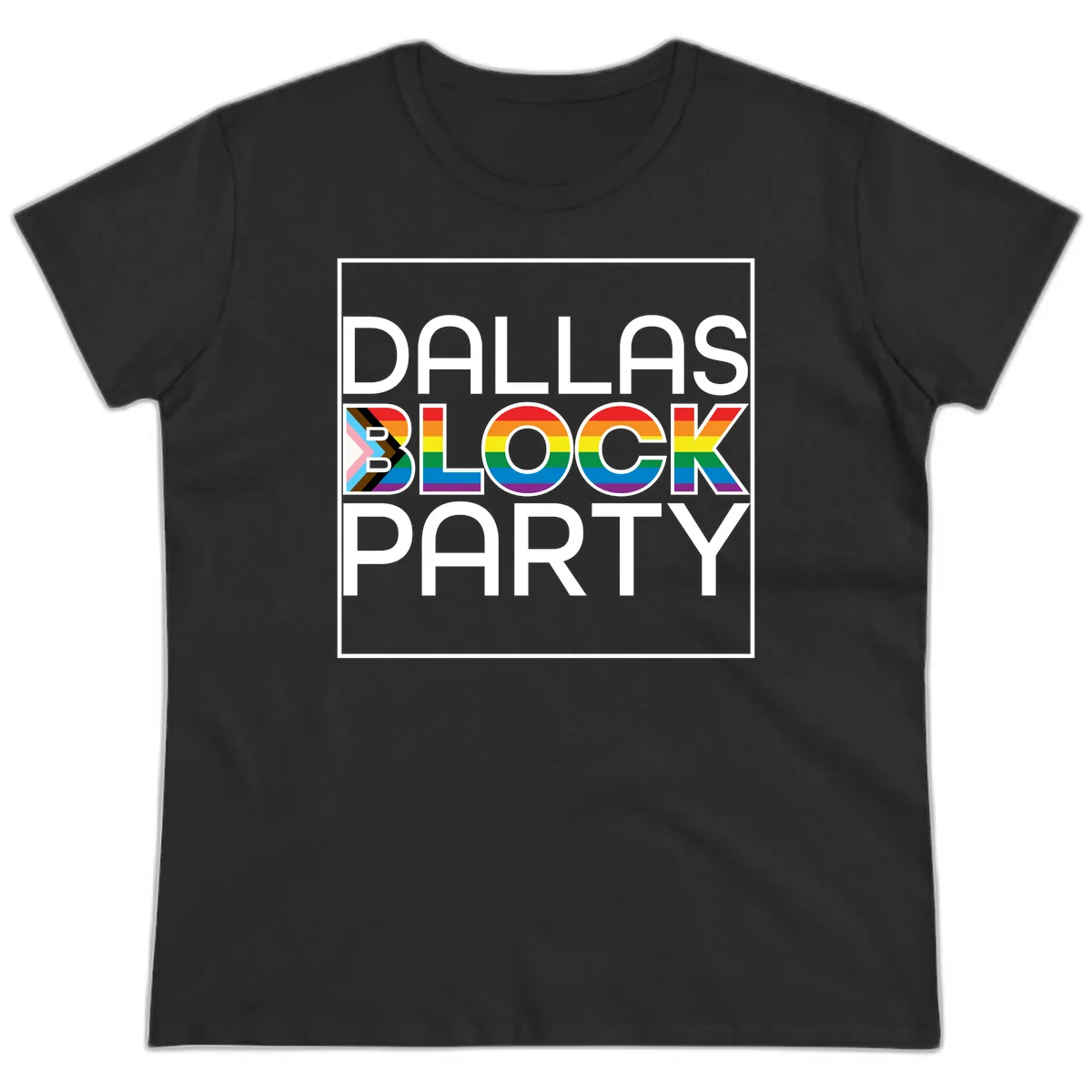 Dallas Block Party Pride Ladies Tee in Black