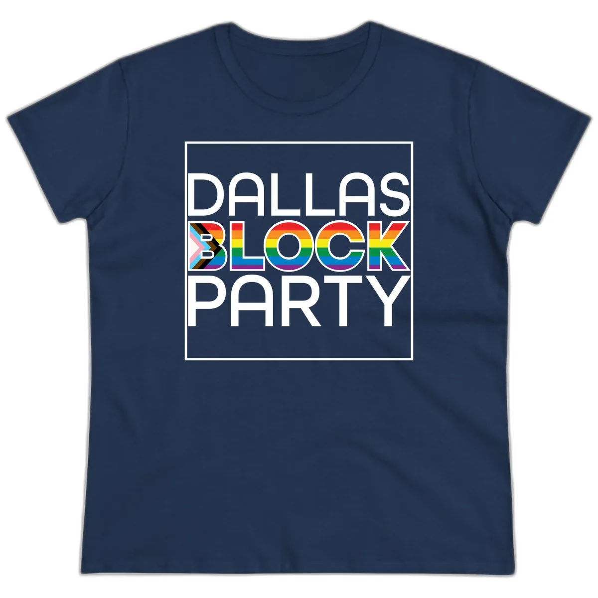 Dallas Block Party Pride Ladies Tee in Navy
