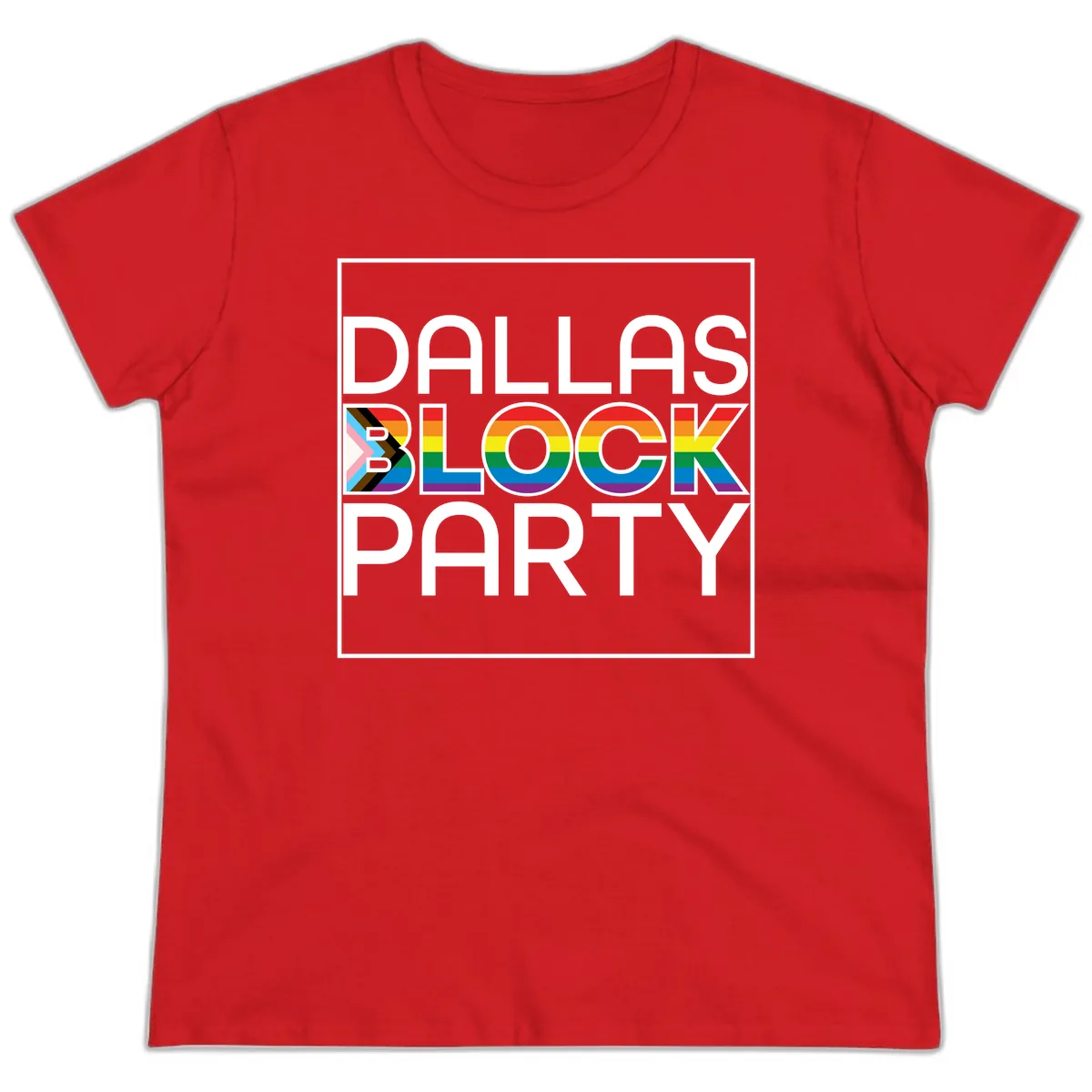 Dallas Block Party Pride Ladies Tee in Red