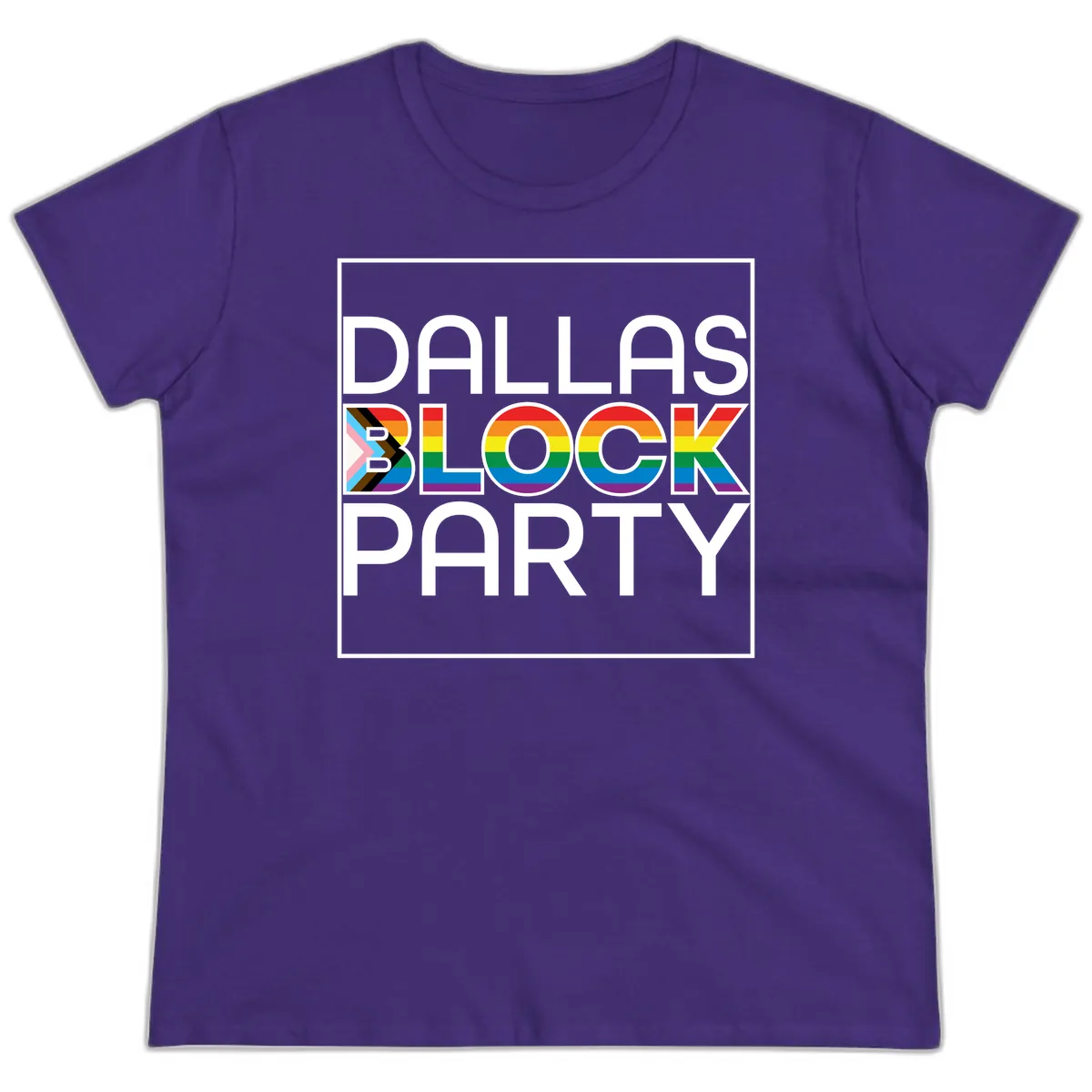 Dallas Block Party Pride Ladies Tee in Purple