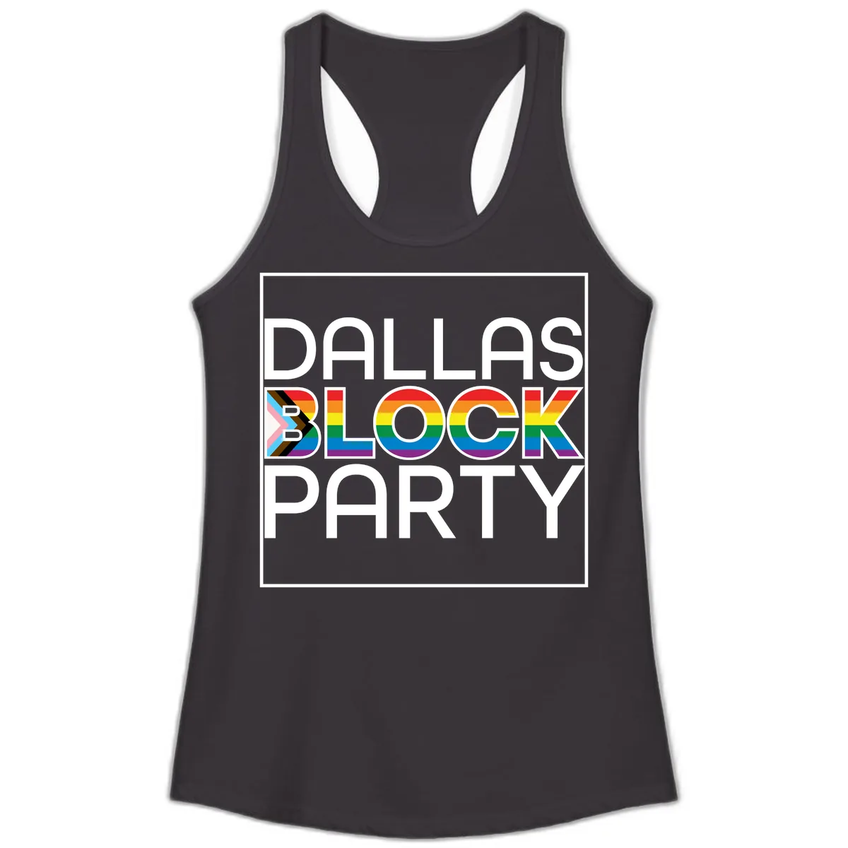 Dallas Block Party Pride Ladies Tank in Black