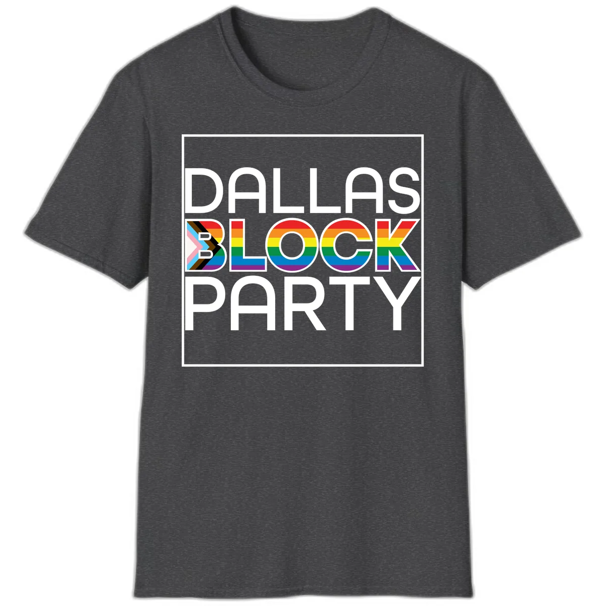 Dallas Block Party Pride T-Shirt in Dark Heather