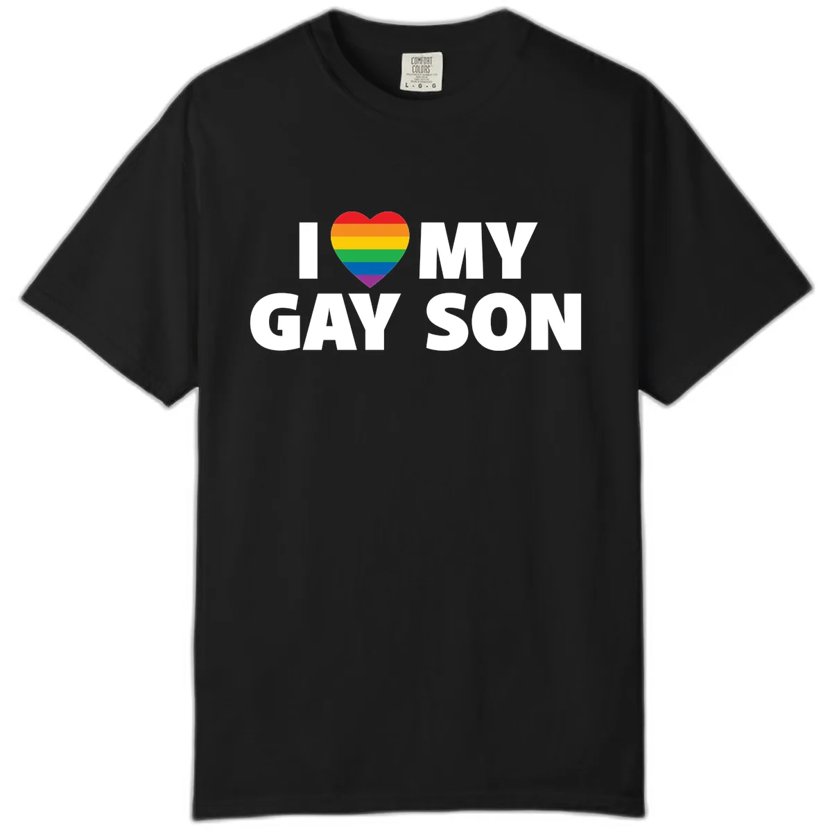 I Love My Gay Son Pride Heart Comfort Color in Black