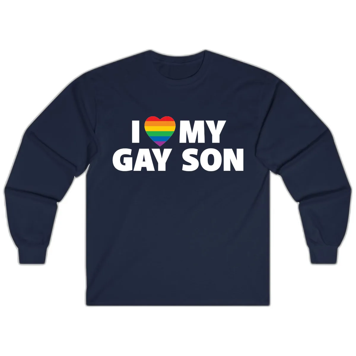 I Love My Gay Son Pride Heart Long Sleeve in Navy