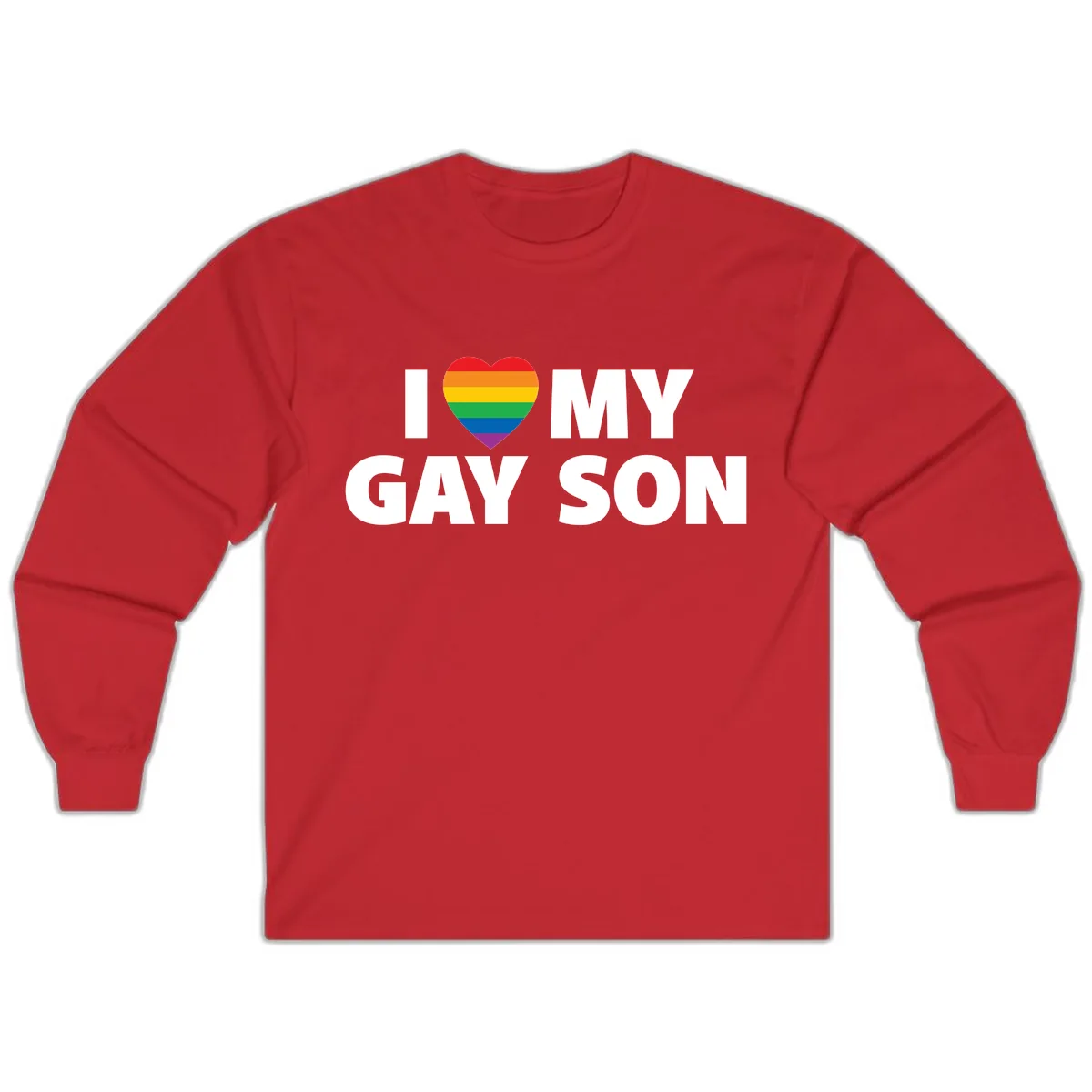 I Love My Gay Son Pride Heart Long Sleeve in Red