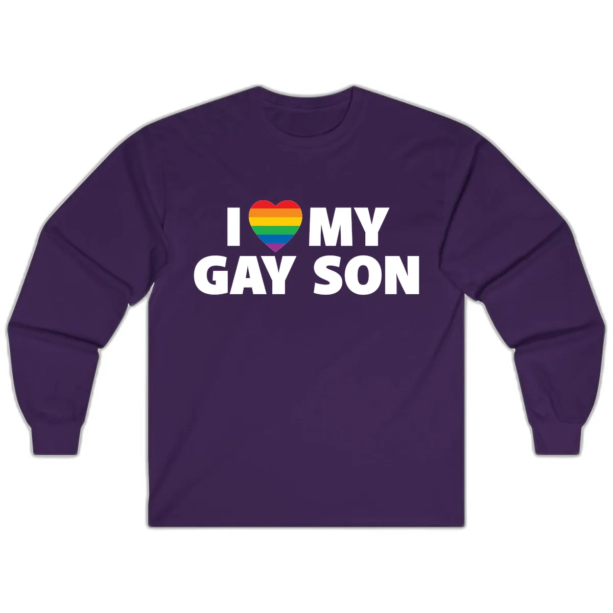 I Love My Gay Son Pride Heart Long Sleeve in Purple