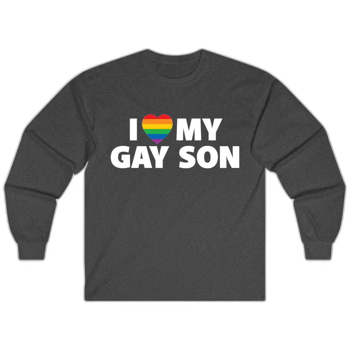 I Love My Gay Son Pride Heart Long Sleeve in Dark Heather