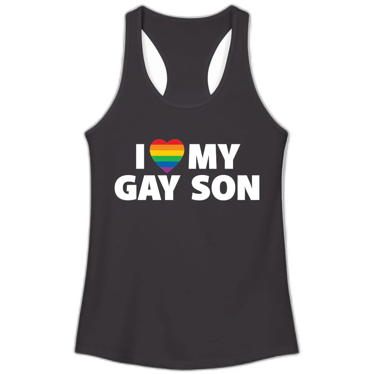 I Love My Gay Son Pride Heart Ladies Tank in Black