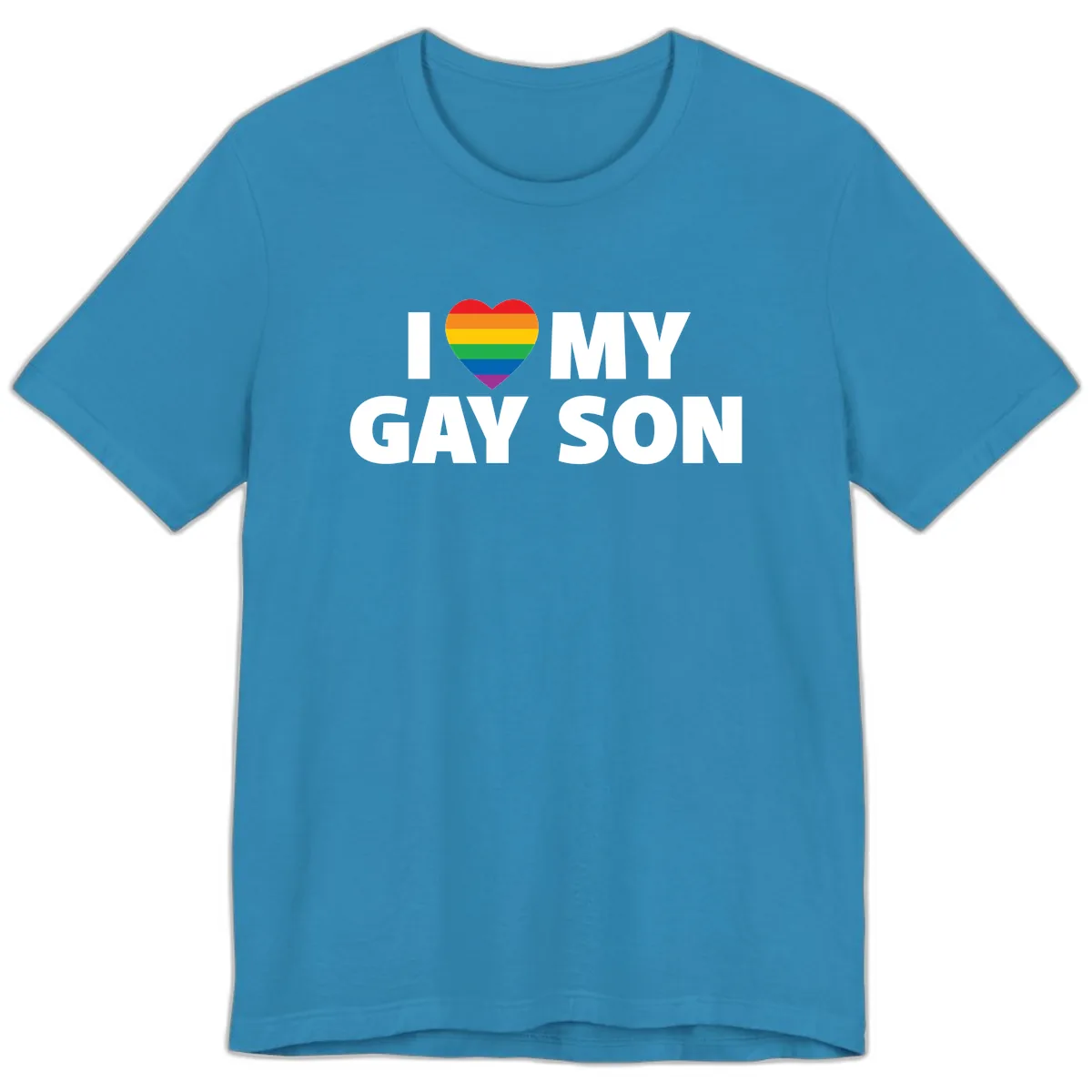 I Love My Gay Son Pride Heart Premium T-Shirt in Aqua