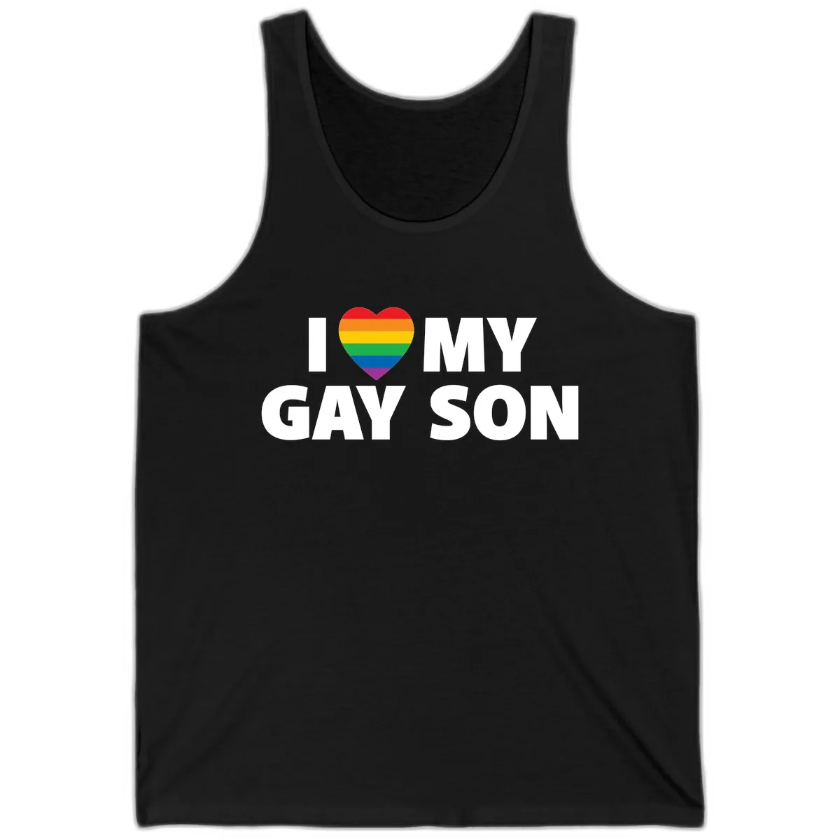 I Love My Gay Son Pride Heart Tank in Black