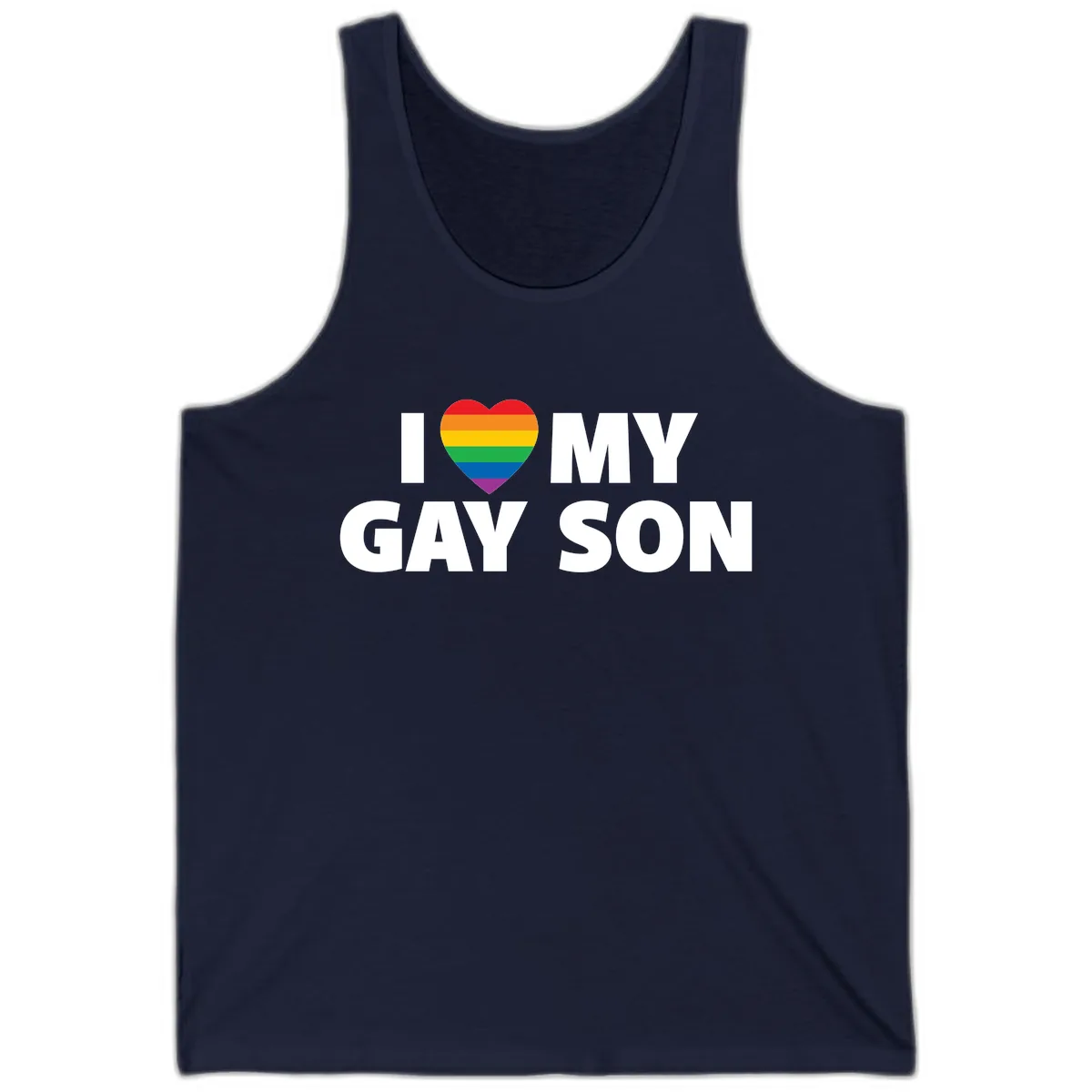 I Love My Gay Son Pride Heart Tank in Navy