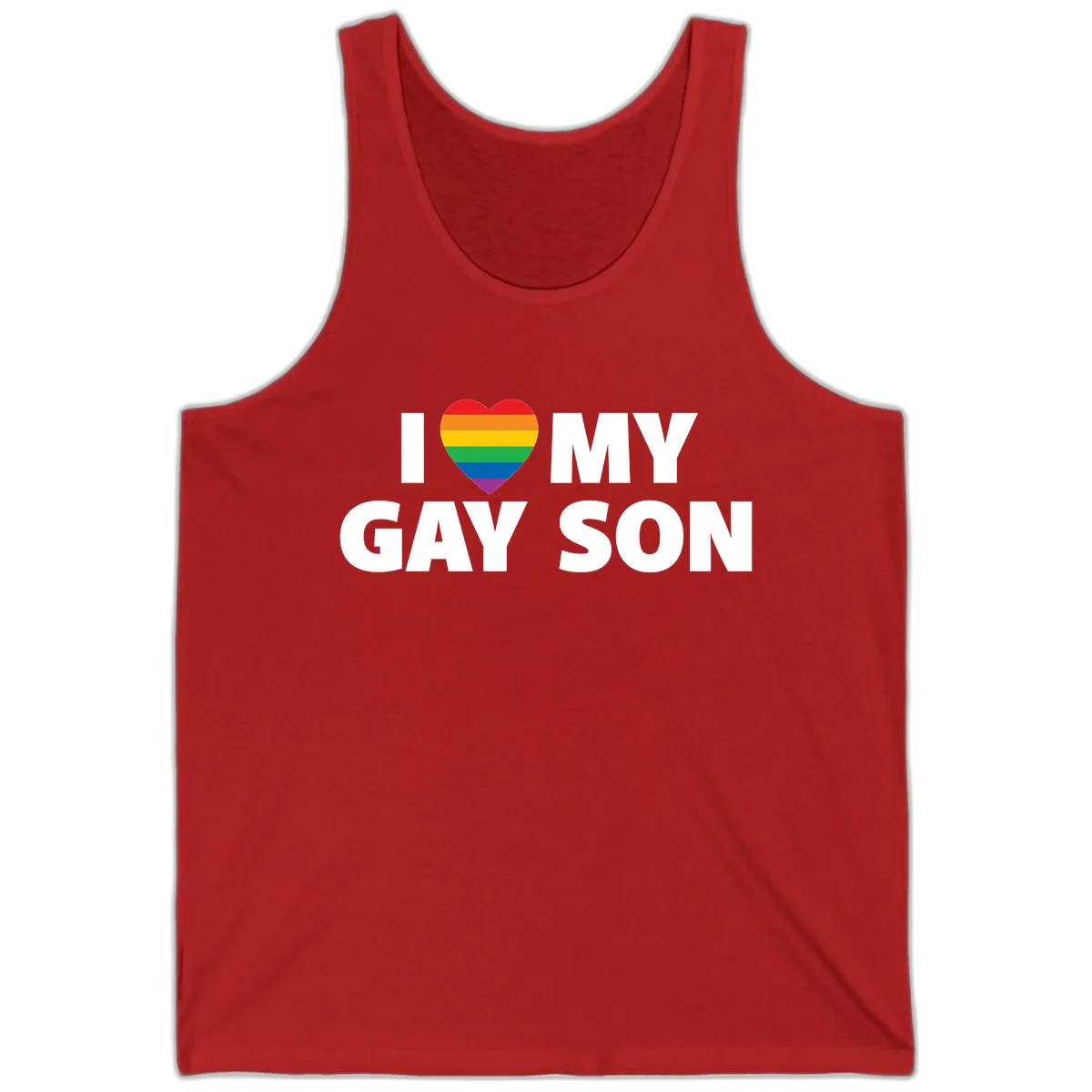 I Love My Gay Son Pride Heart Tank in Red