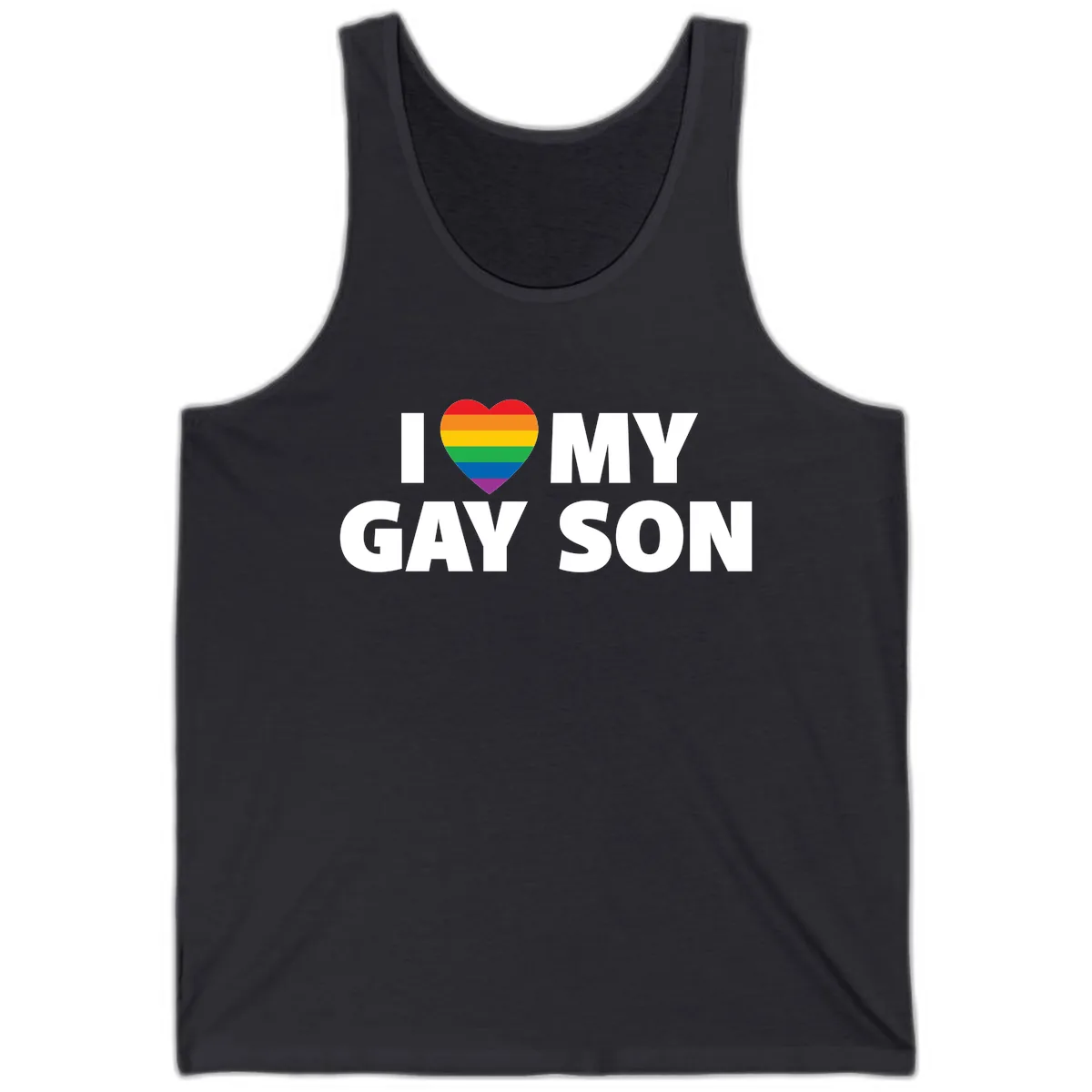 I Love My Gay Son Pride Heart Tank in Dark Grey