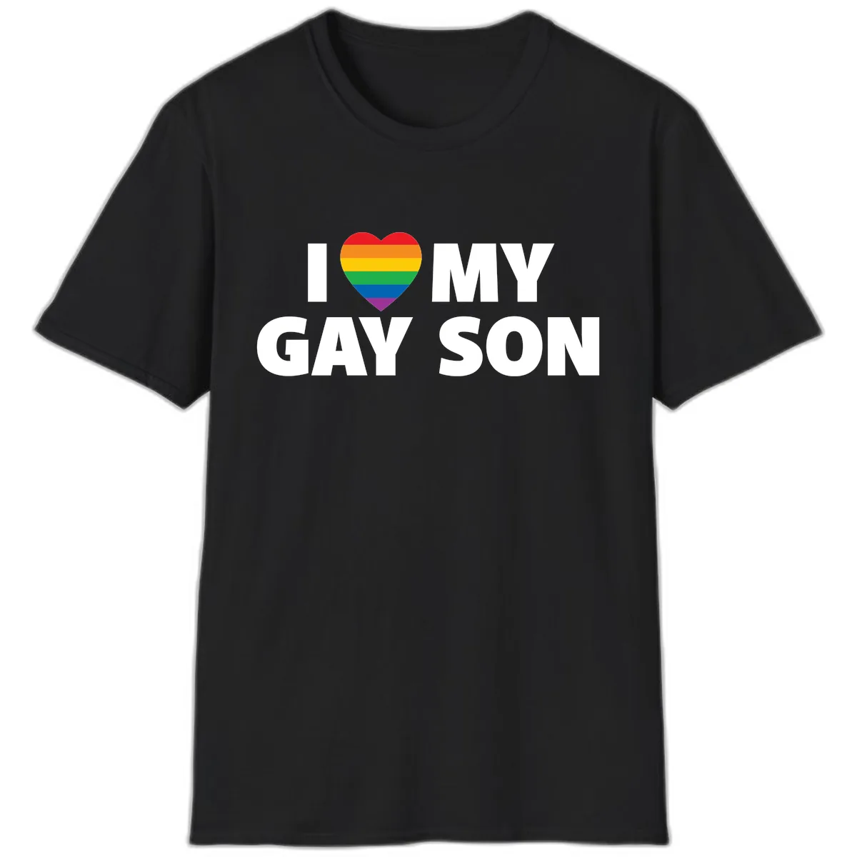 I Love My Gay Son Pride Heart T-Shirt in Black
