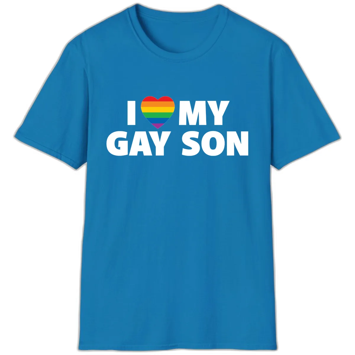 I Love My Gay Son Pride Heart T-Shirt in Sapphire