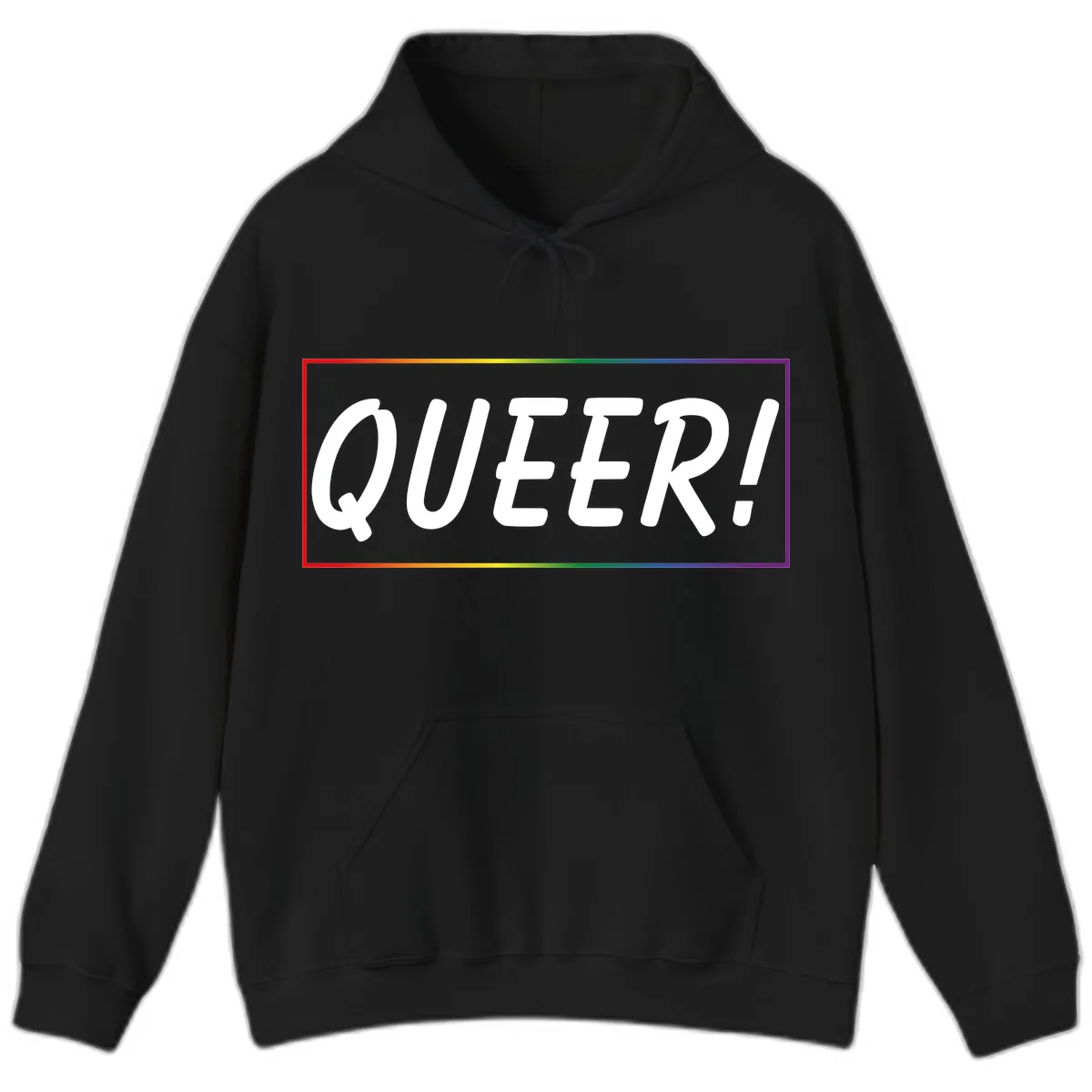 Queer Pride Rainbow Statement Hoodie in Black