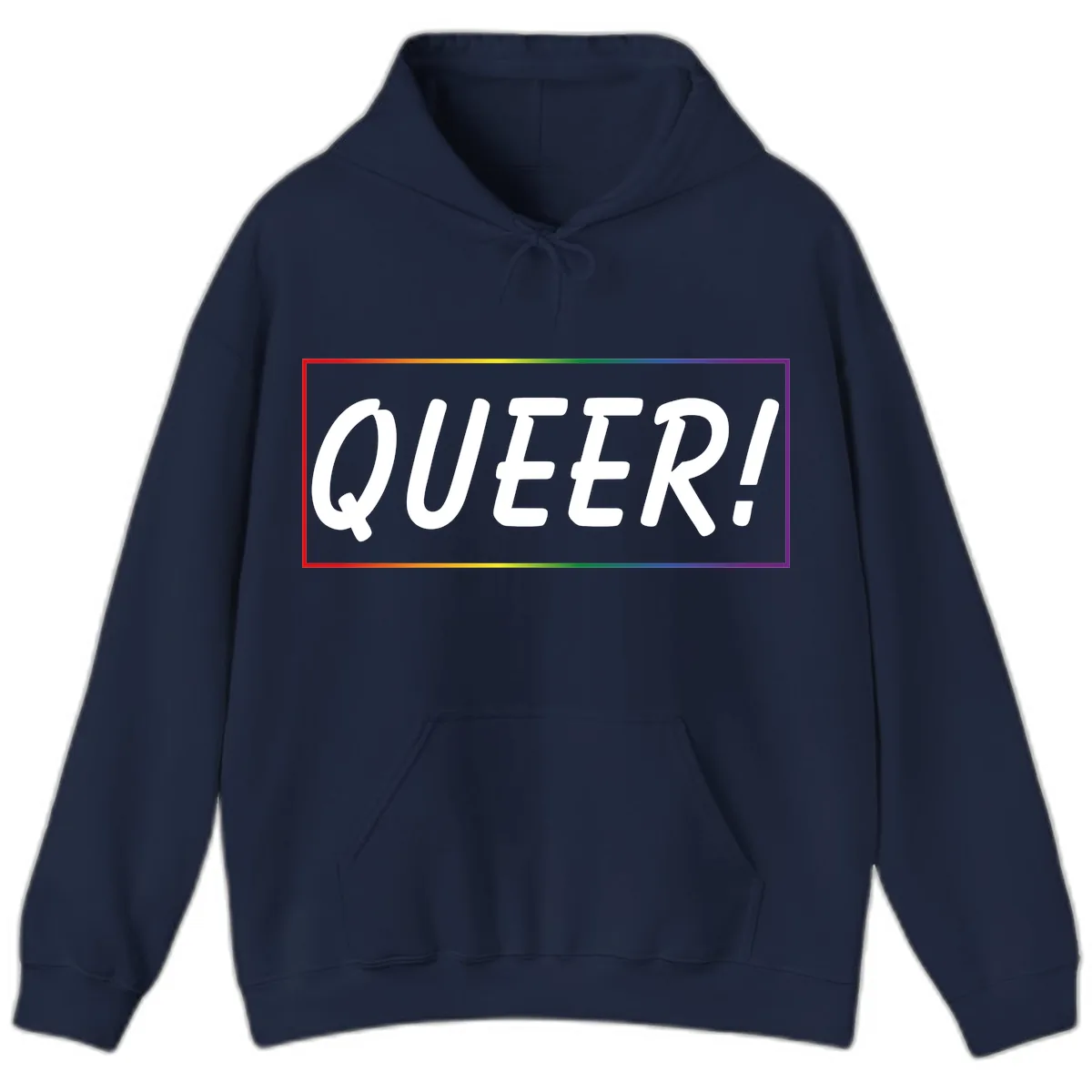 Queer Pride Rainbow Statement Hoodie in Navy