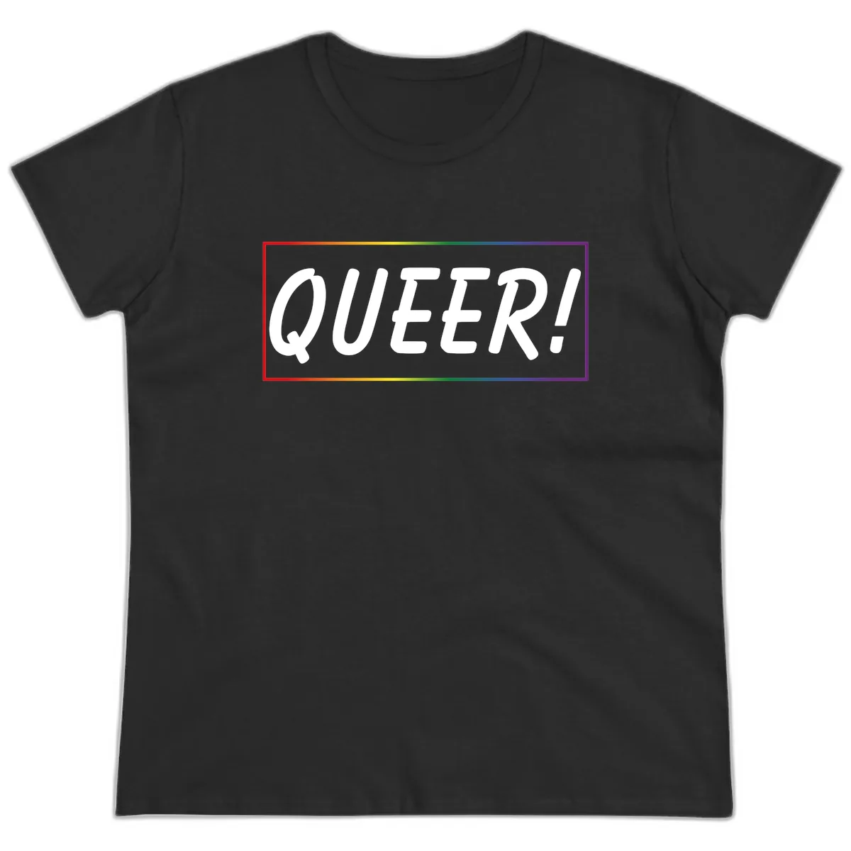 Queer Pride Rainbow Statement Ladies Tee in Black
