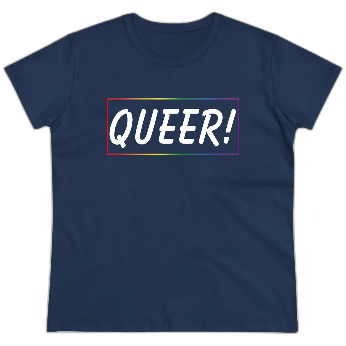 Queer Pride Rainbow Statement Ladies Tee in Navy