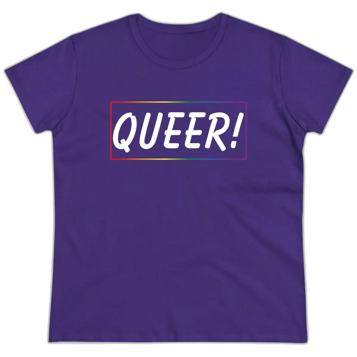 Queer Pride Rainbow Statement Ladies Tee in Purple