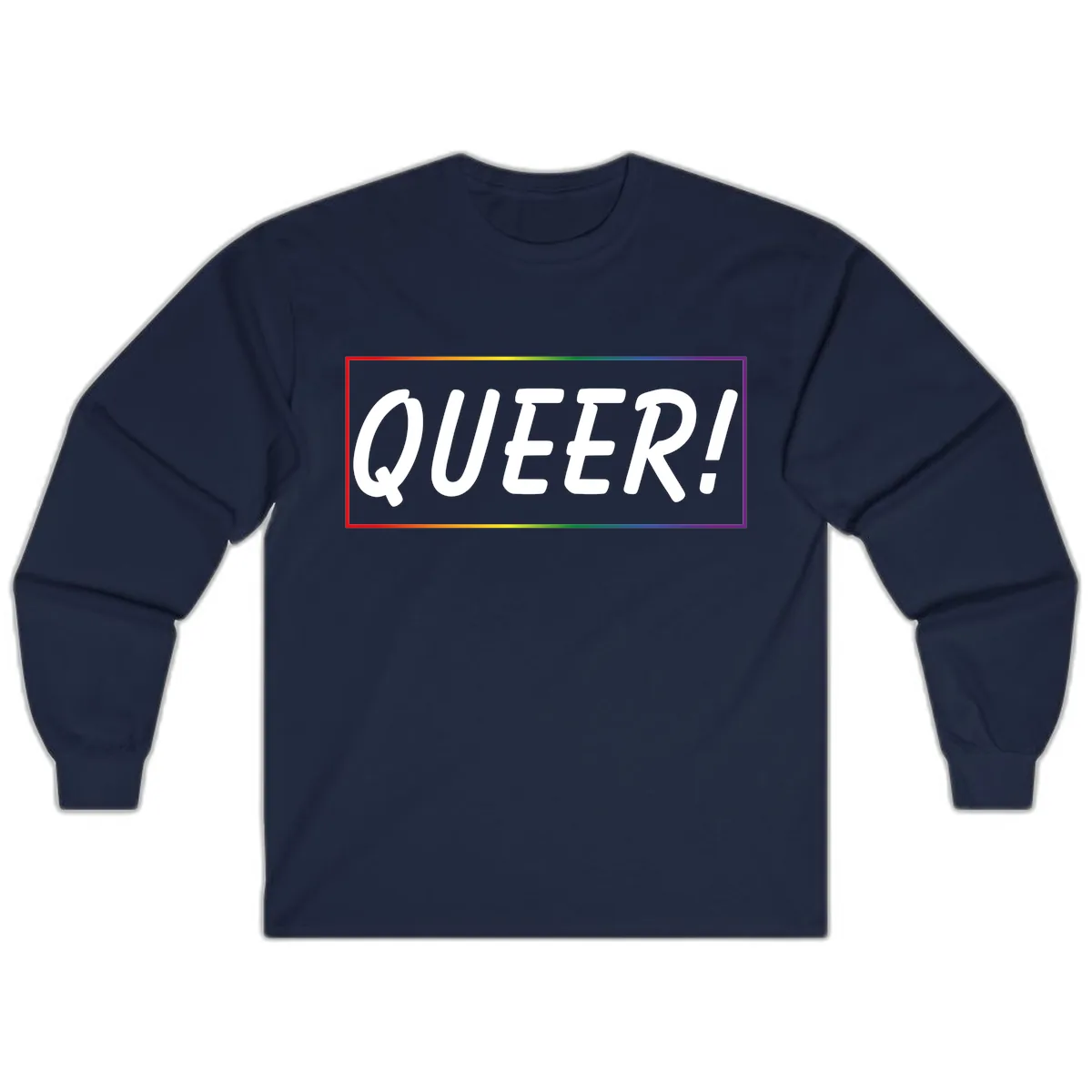Queer Pride Rainbow Statement Long Sleeve in Navy