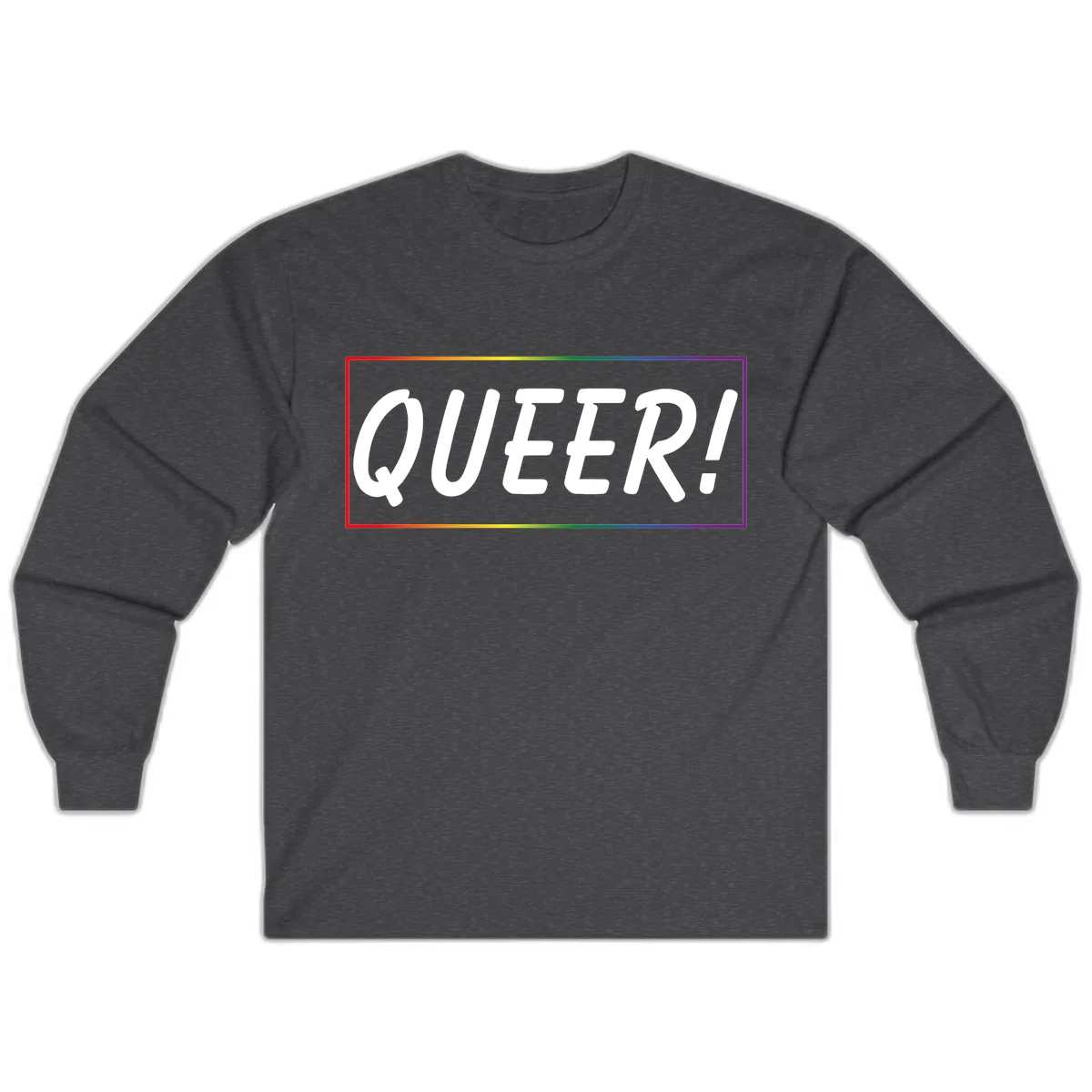 Queer Pride Rainbow Statement Long Sleeve in Dark Heather