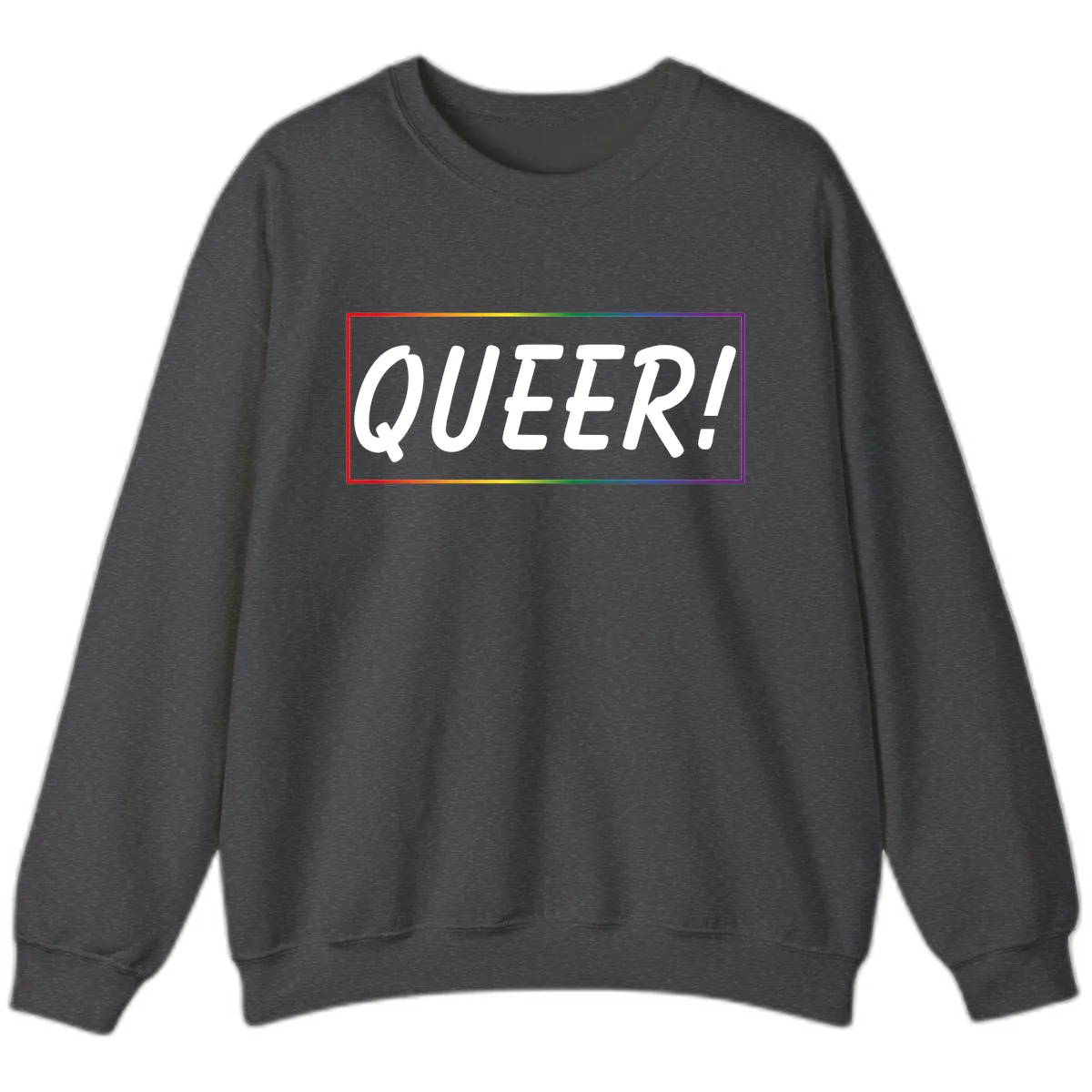 Queer Pride Rainbow Statement Sweatshirt in Dark Heather