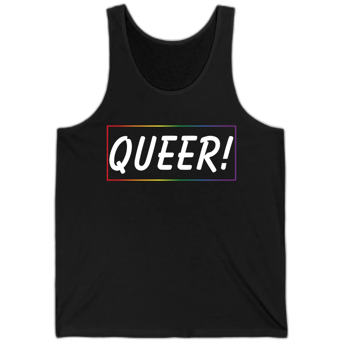 Queer Pride Rainbow Statement Tank in Black