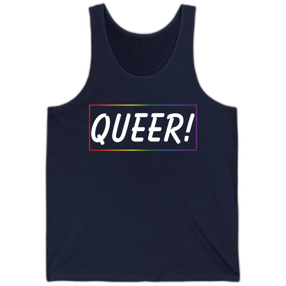 Queer Pride Rainbow Statement Tank in Navy