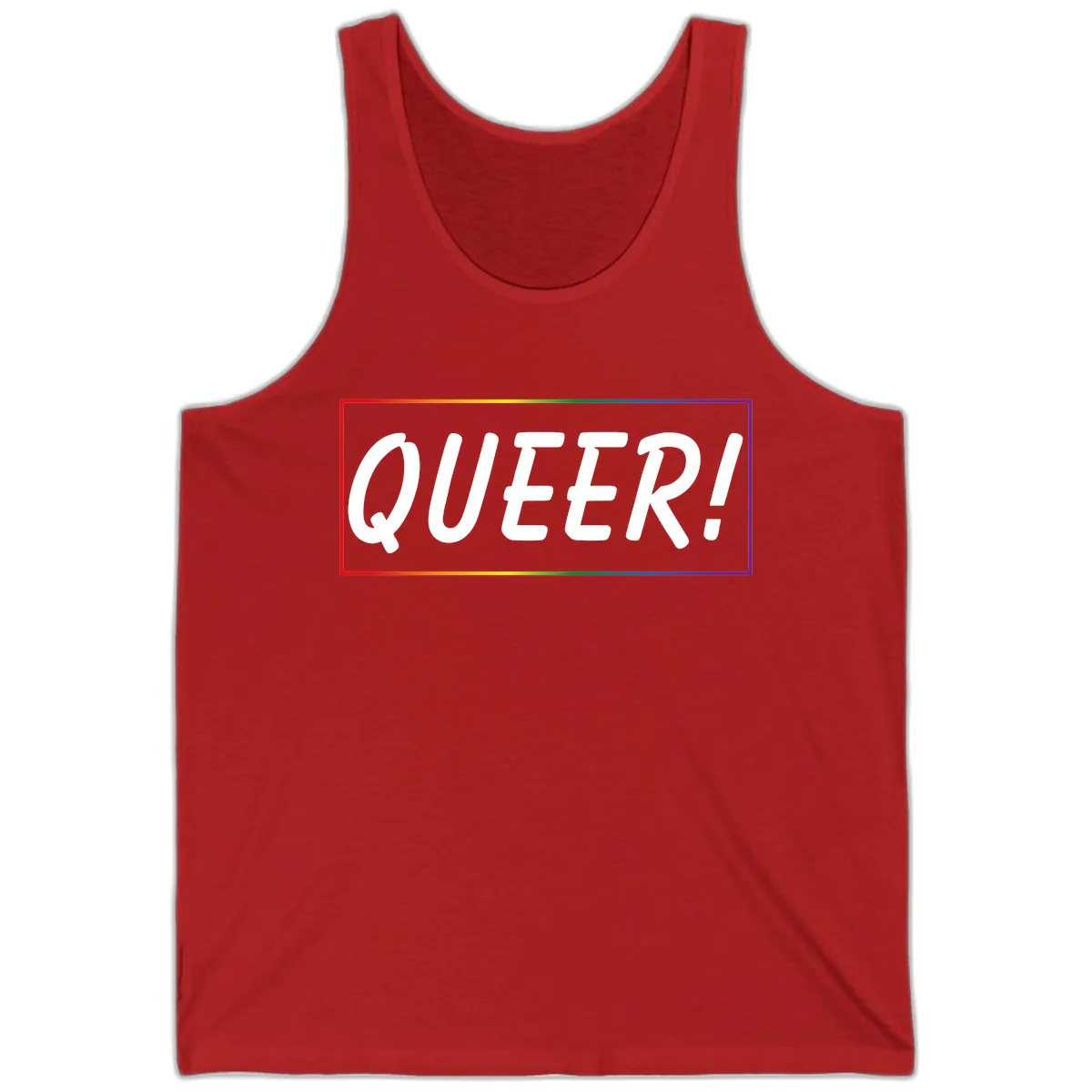 Queer Pride Rainbow Statement Tank in Red