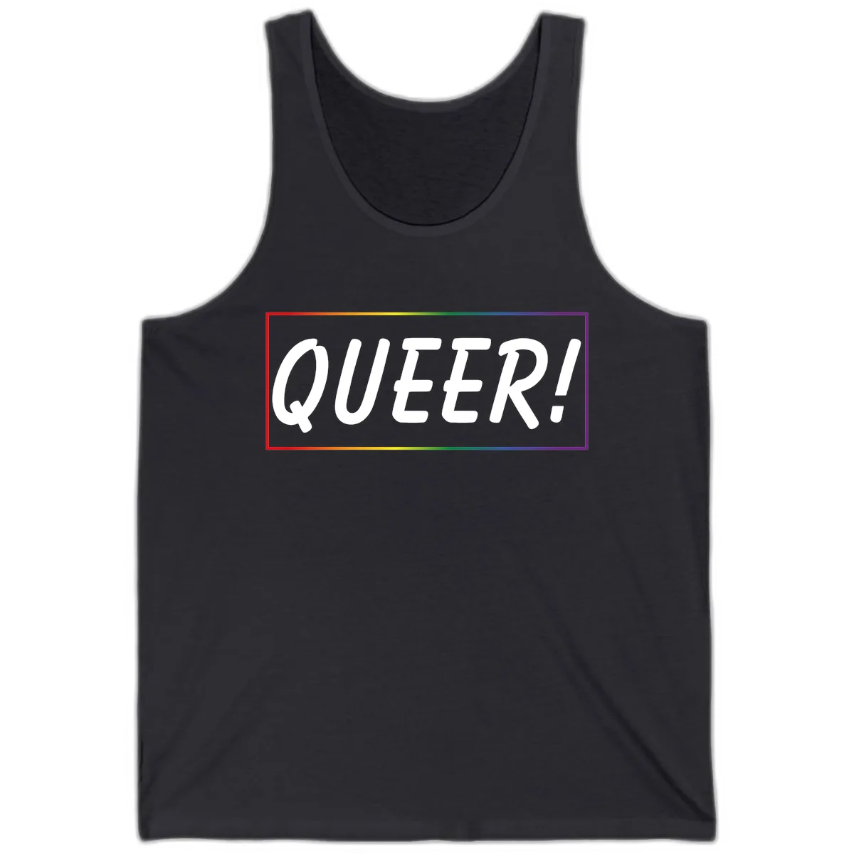 Queer Pride Rainbow Statement Tank in Dark Grey