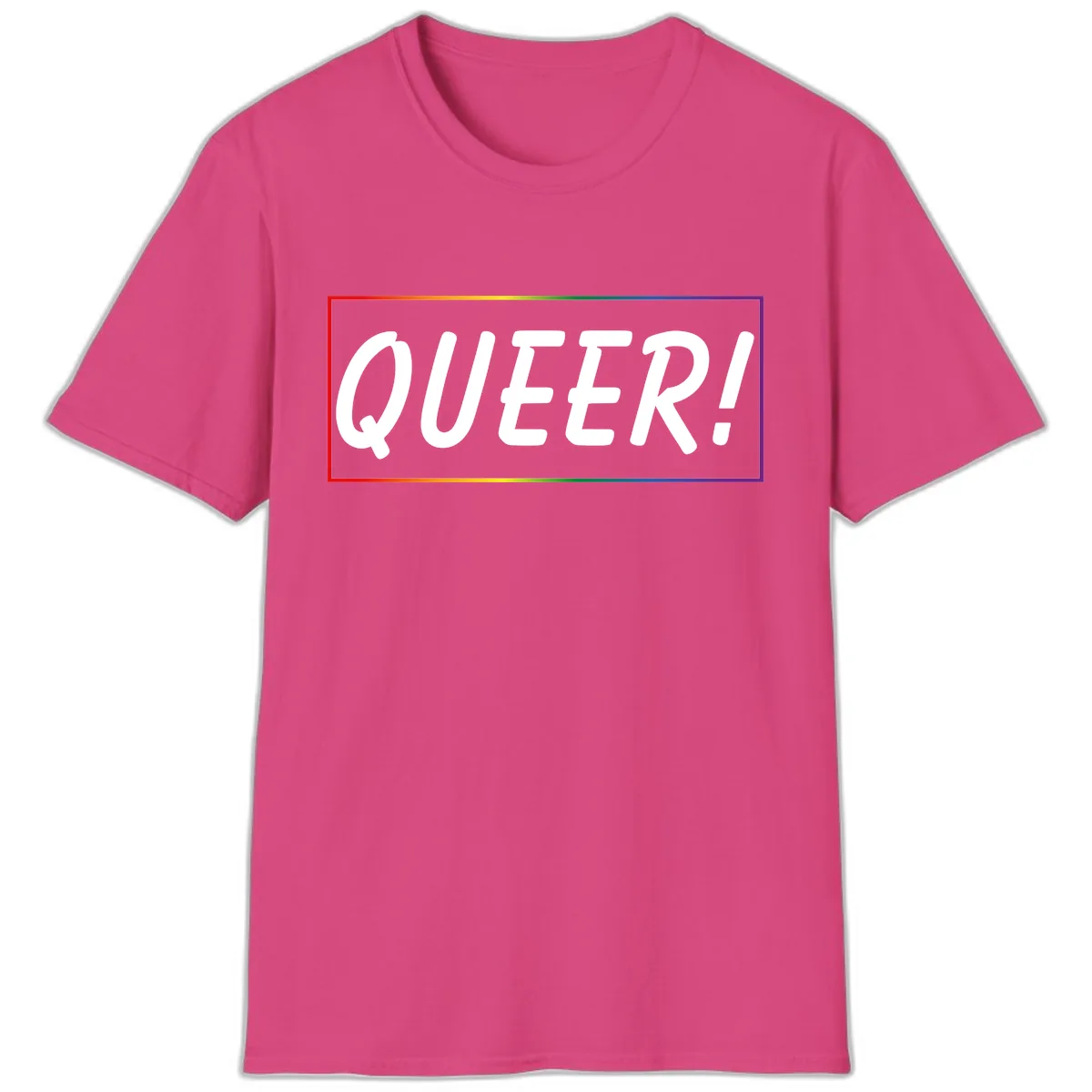 Queer Pride Rainbow Statement T-Shirt in Heliconia