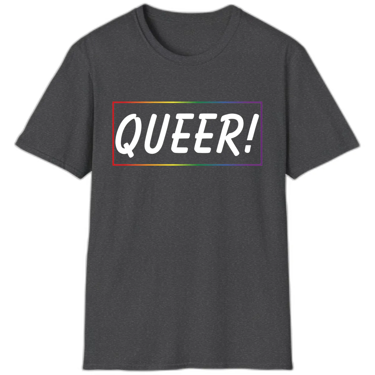 Queer Pride Rainbow Statement T-Shirt in Dark Heather