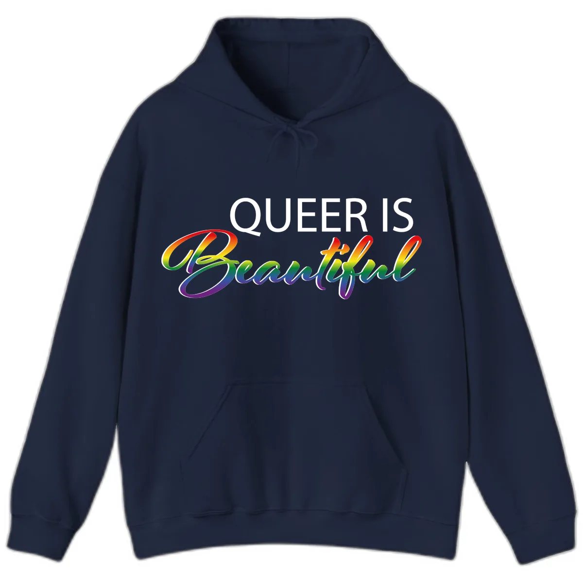Queer Is Beautiful Hoodie in Navy