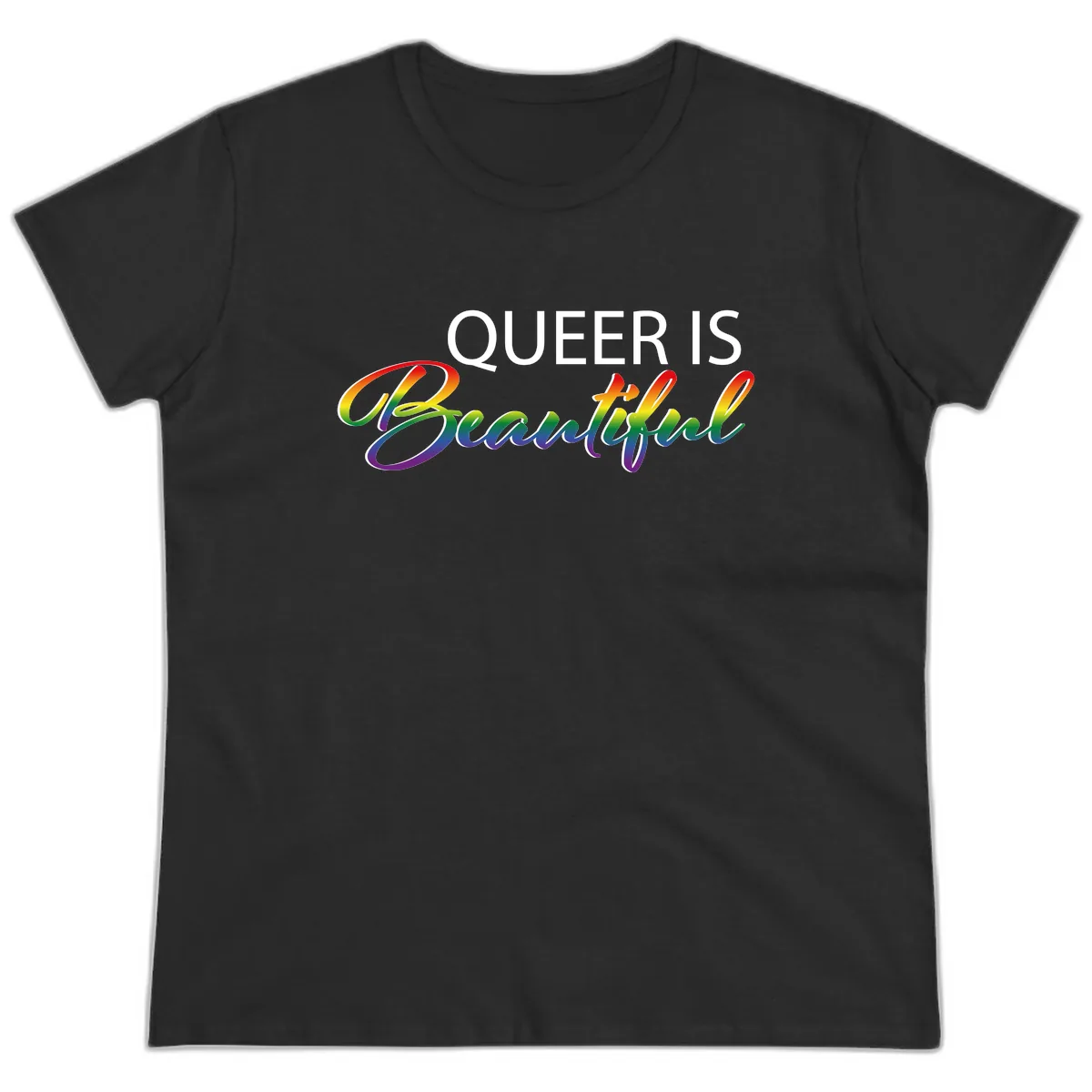 Queer Is Beautiful Ladies Tee in Black