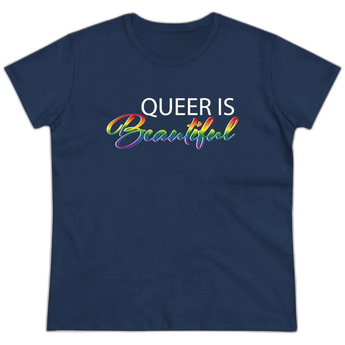 Queer Is Beautiful Ladies Tee in Navy