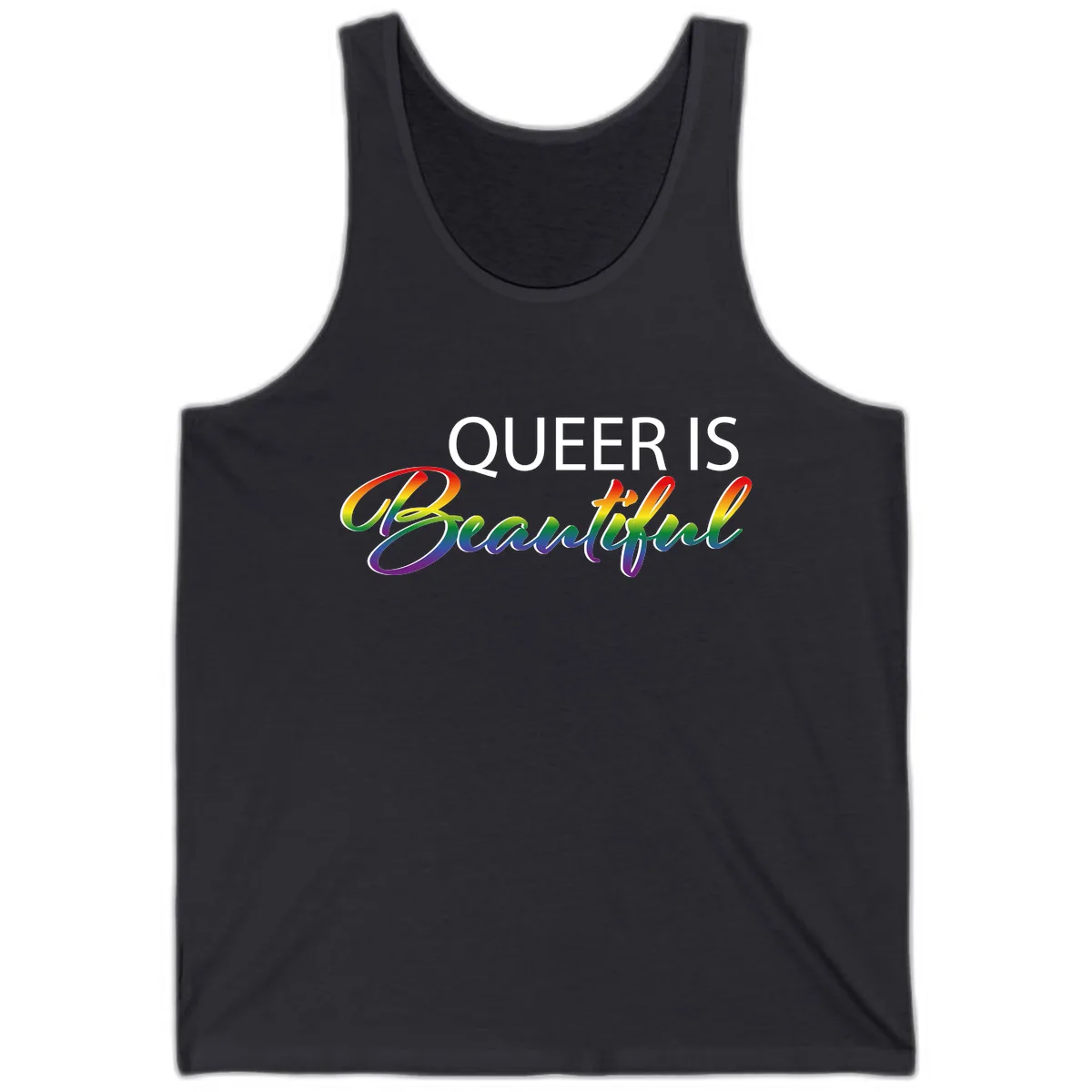 Queer Is Beautiful Tank in Dark Grey