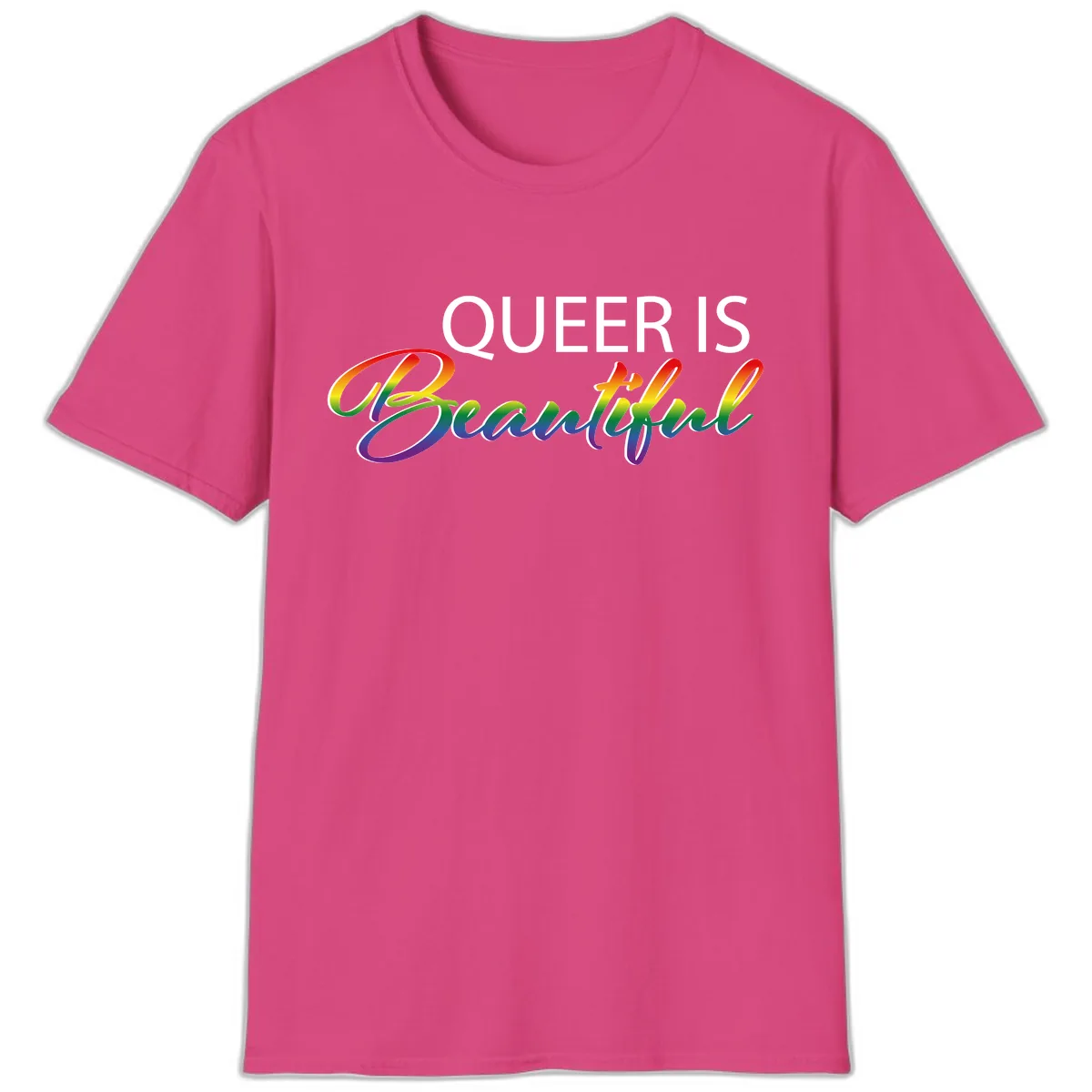 Queer Is Beautiful T-Shirt in Heliconia