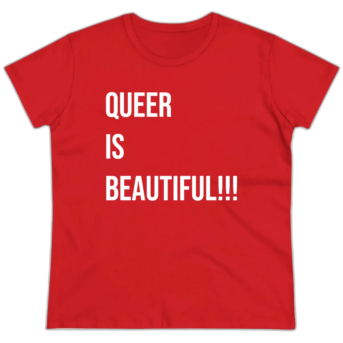 Queer Is Beautiful Ladies Tee in Red