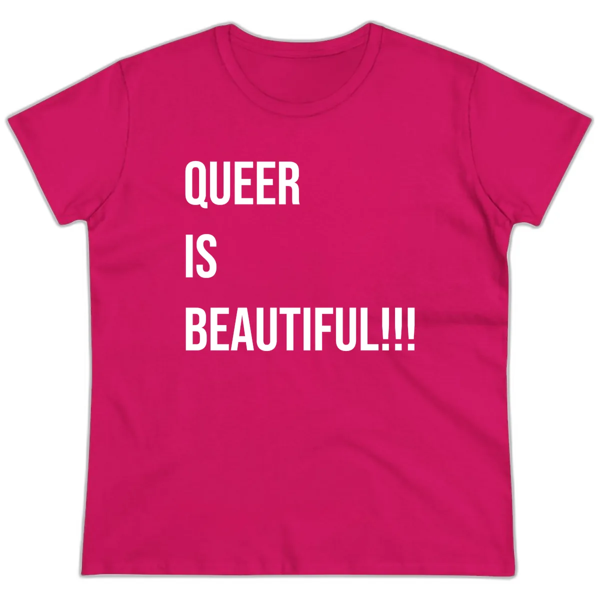 Queer Is Beautiful Ladies Tee in Heliconia