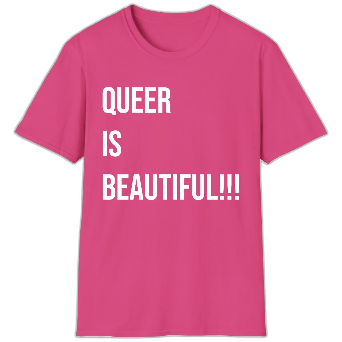 Queer Is Beautiful T-Shirt in Heliconia