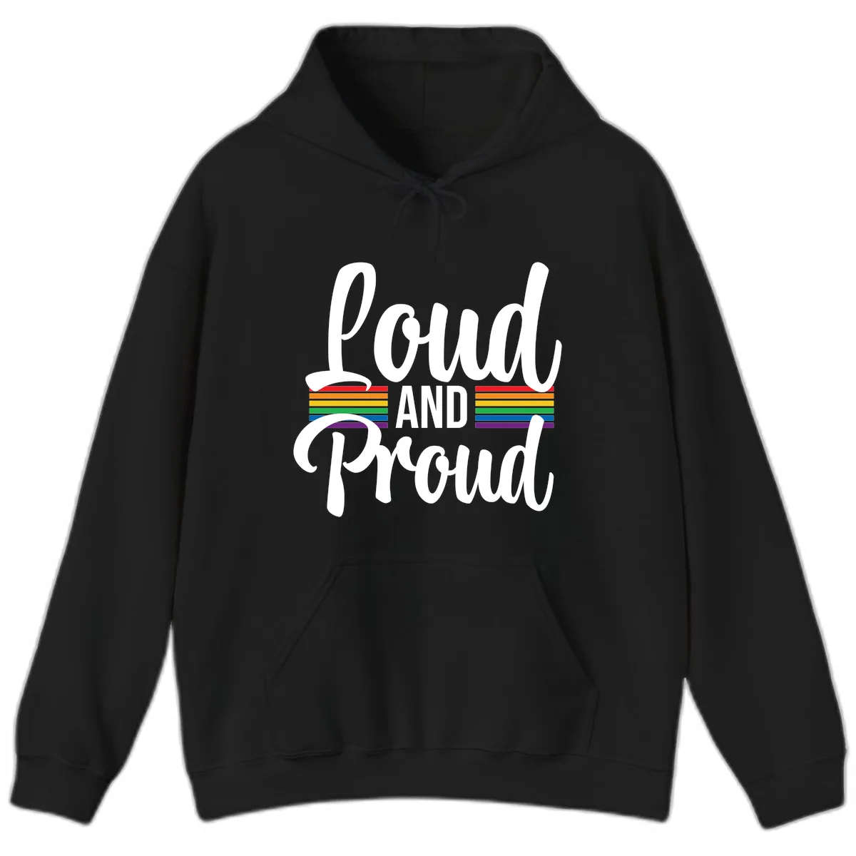 Loud And Proud Rainbow Pride Hoodie in Black