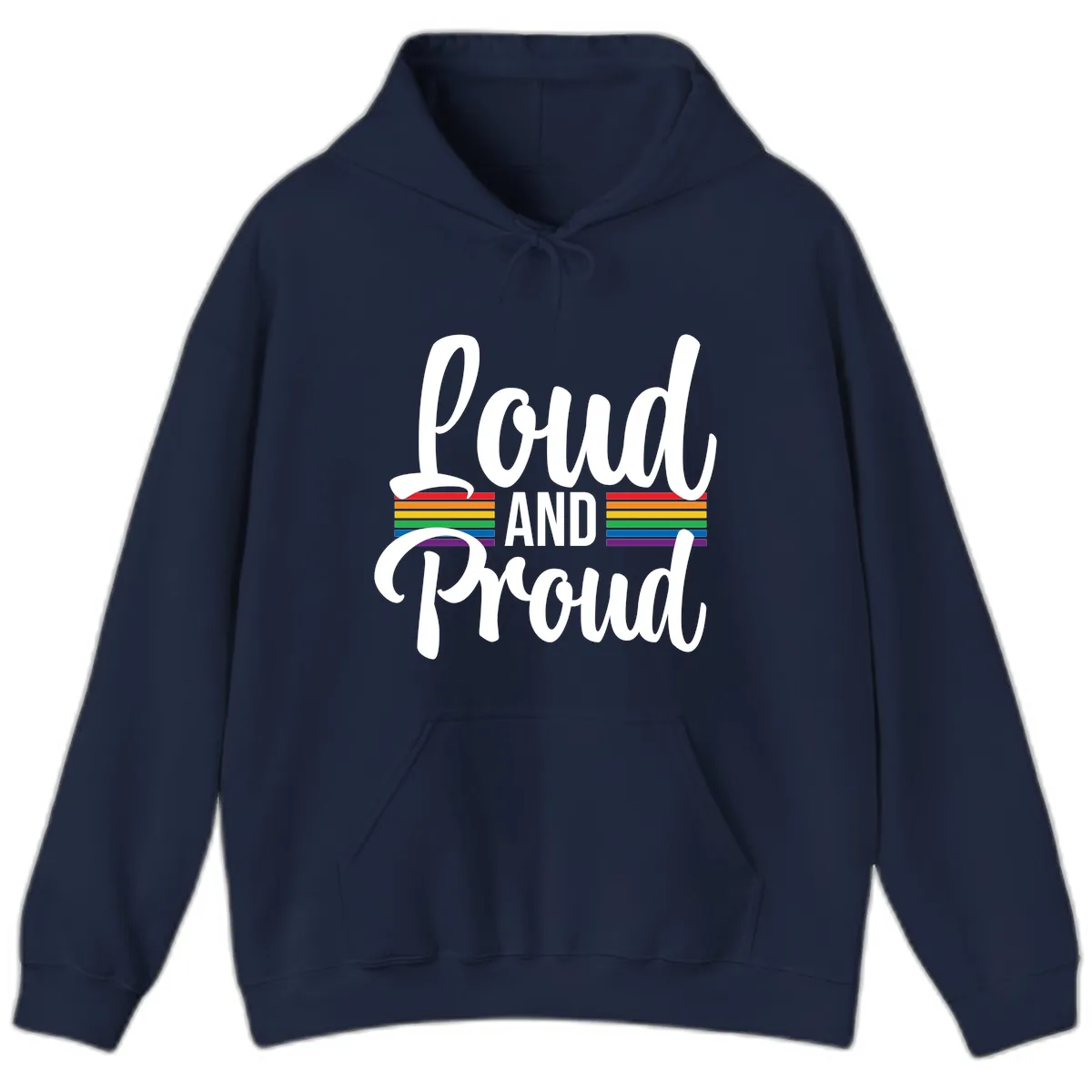 Loud And Proud Rainbow Pride Hoodie in Navy