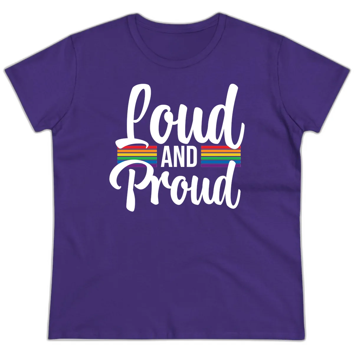 Loud And Proud Rainbow Pride Ladies Tee in Purple