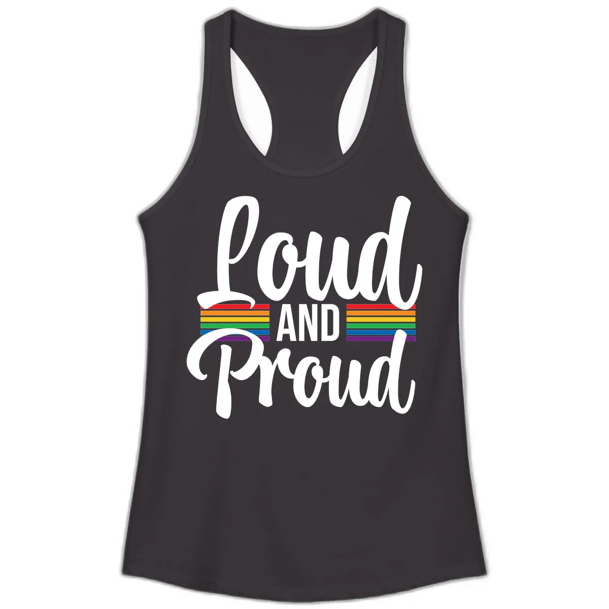 Loud And Proud Rainbow Pride Ladies Tank in Black