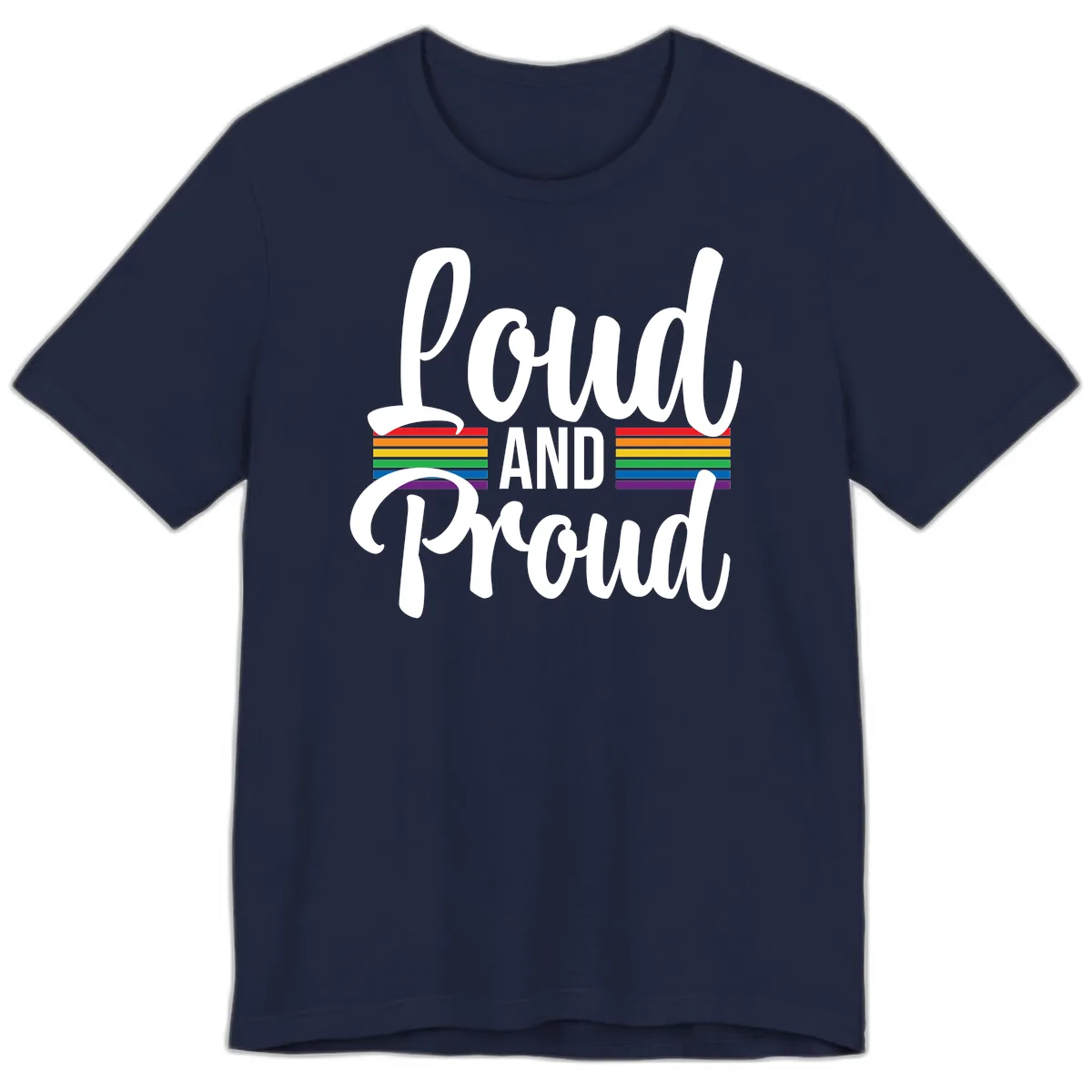 Loud And Proud Rainbow Pride Premium T-Shirt in Navy