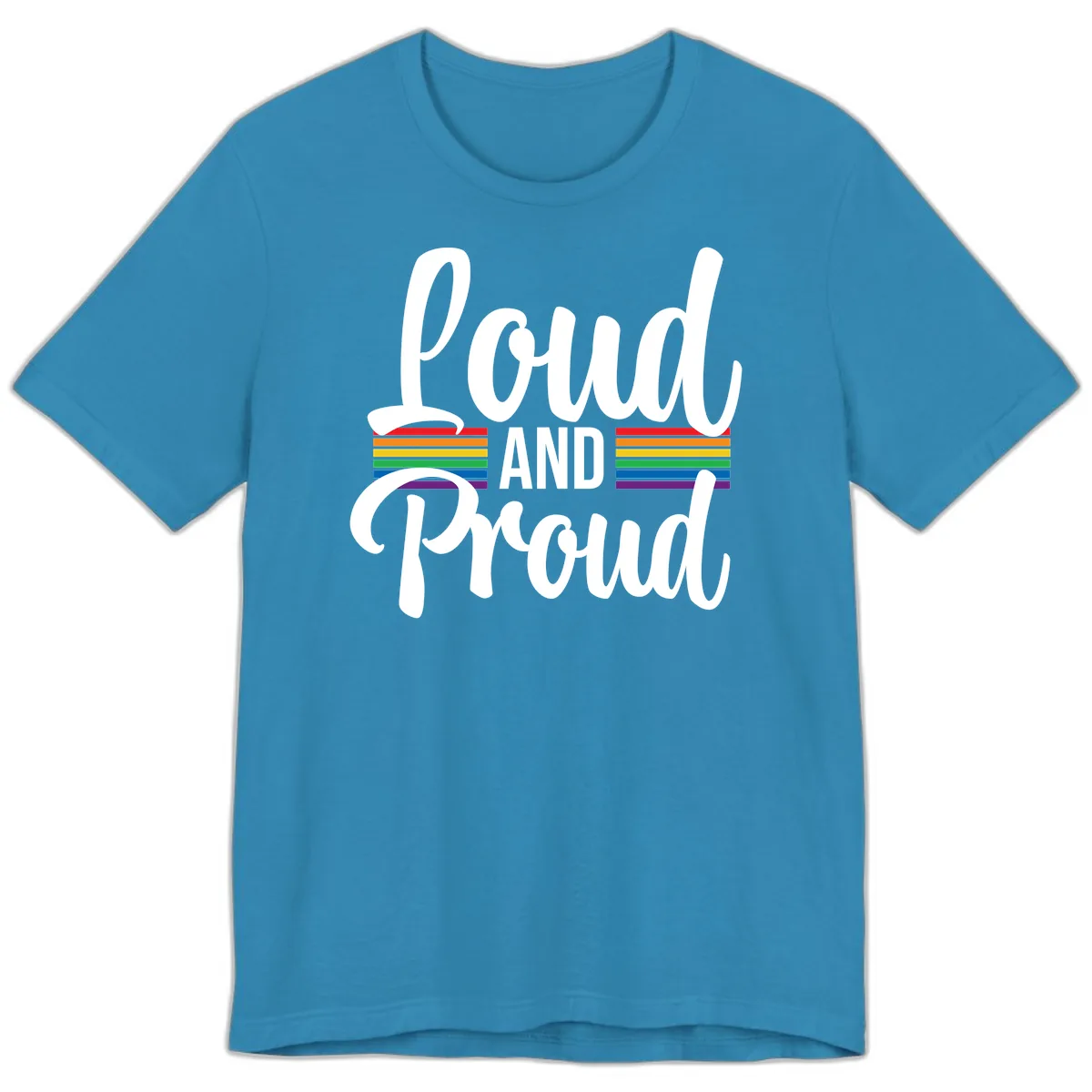 Loud And Proud Rainbow Pride Premium T-Shirt in Aqua