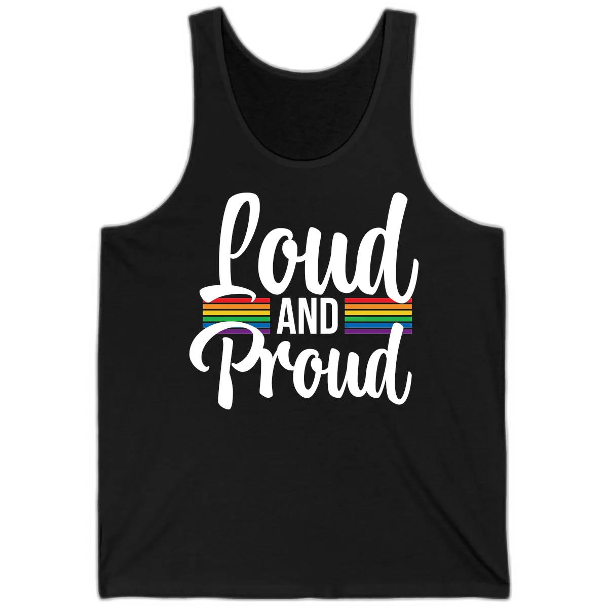 Loud And Proud Rainbow Pride Tank in Black