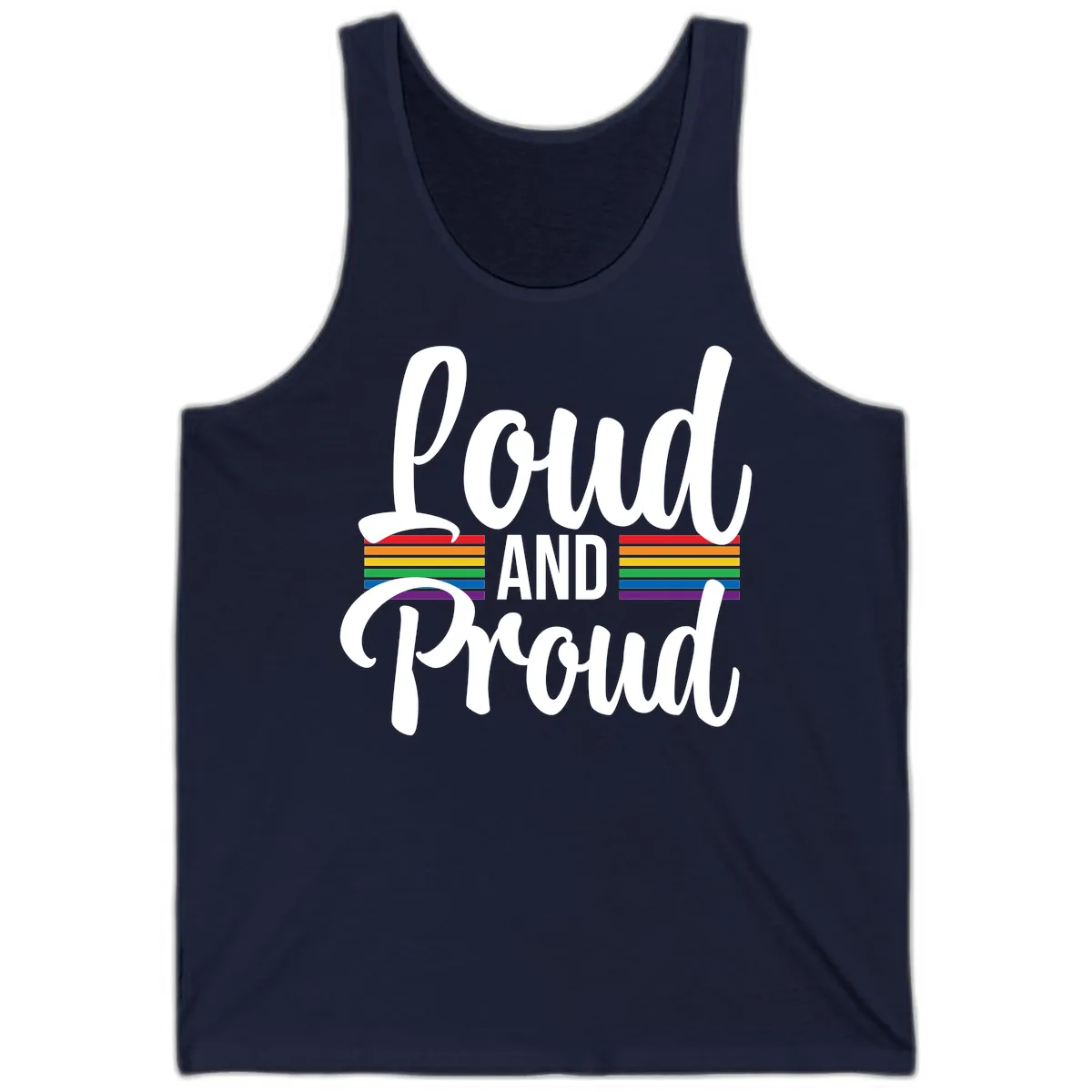 Loud And Proud Rainbow Pride Tank in Navy